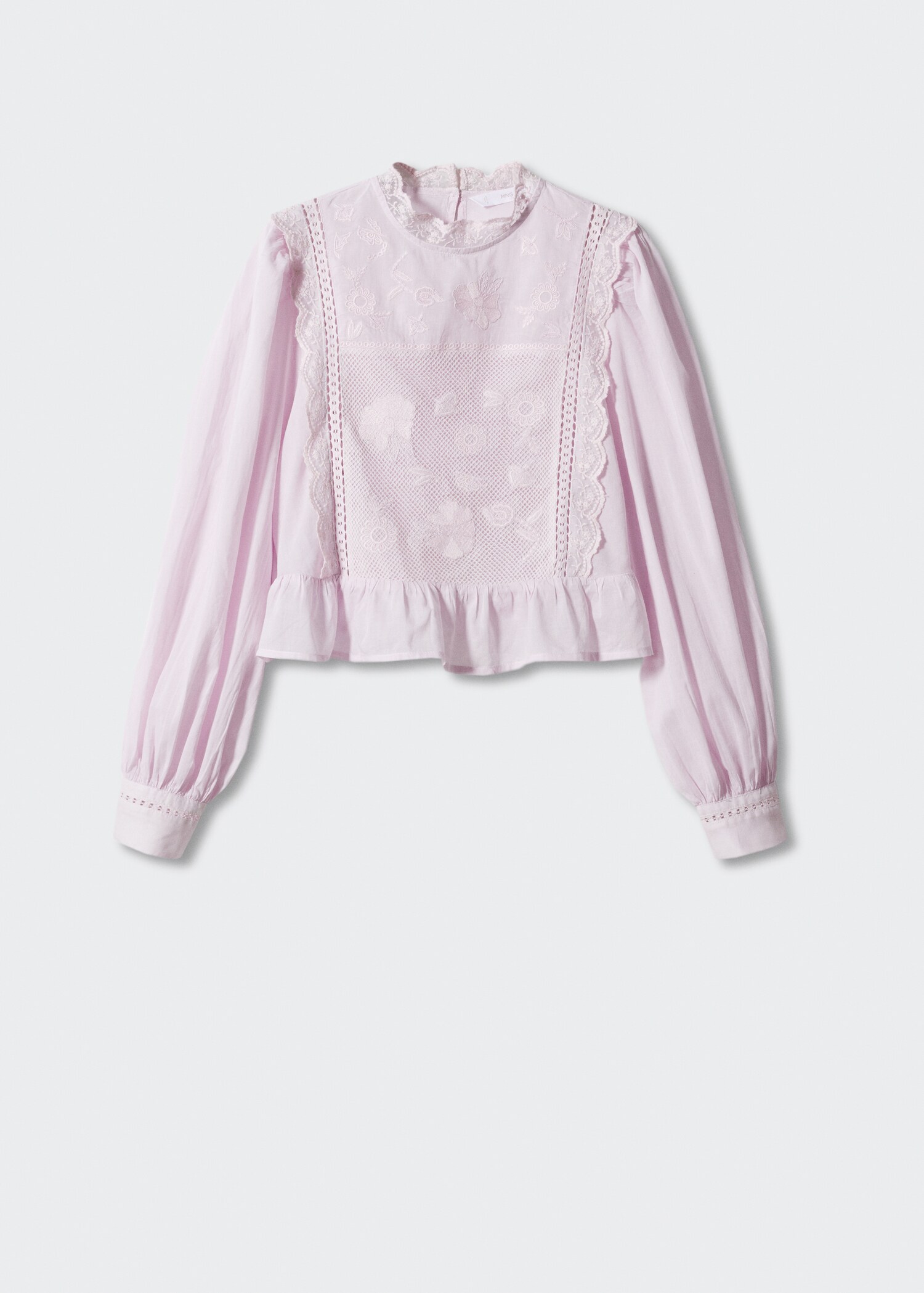 Embroidered puff-sleeve blouse - Article without model