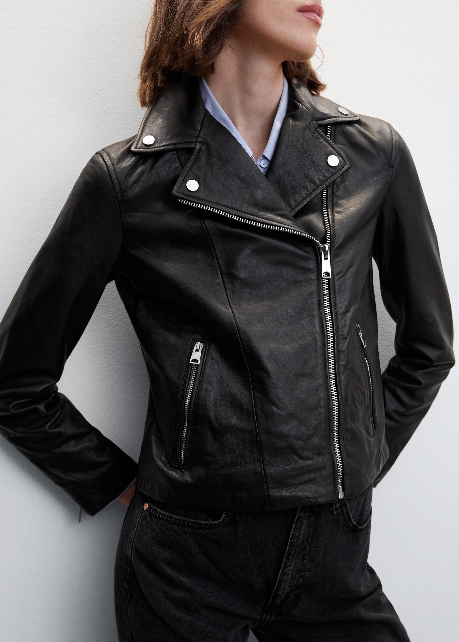 Leather biker jacket Women MANGO OUTLET United Kingdom