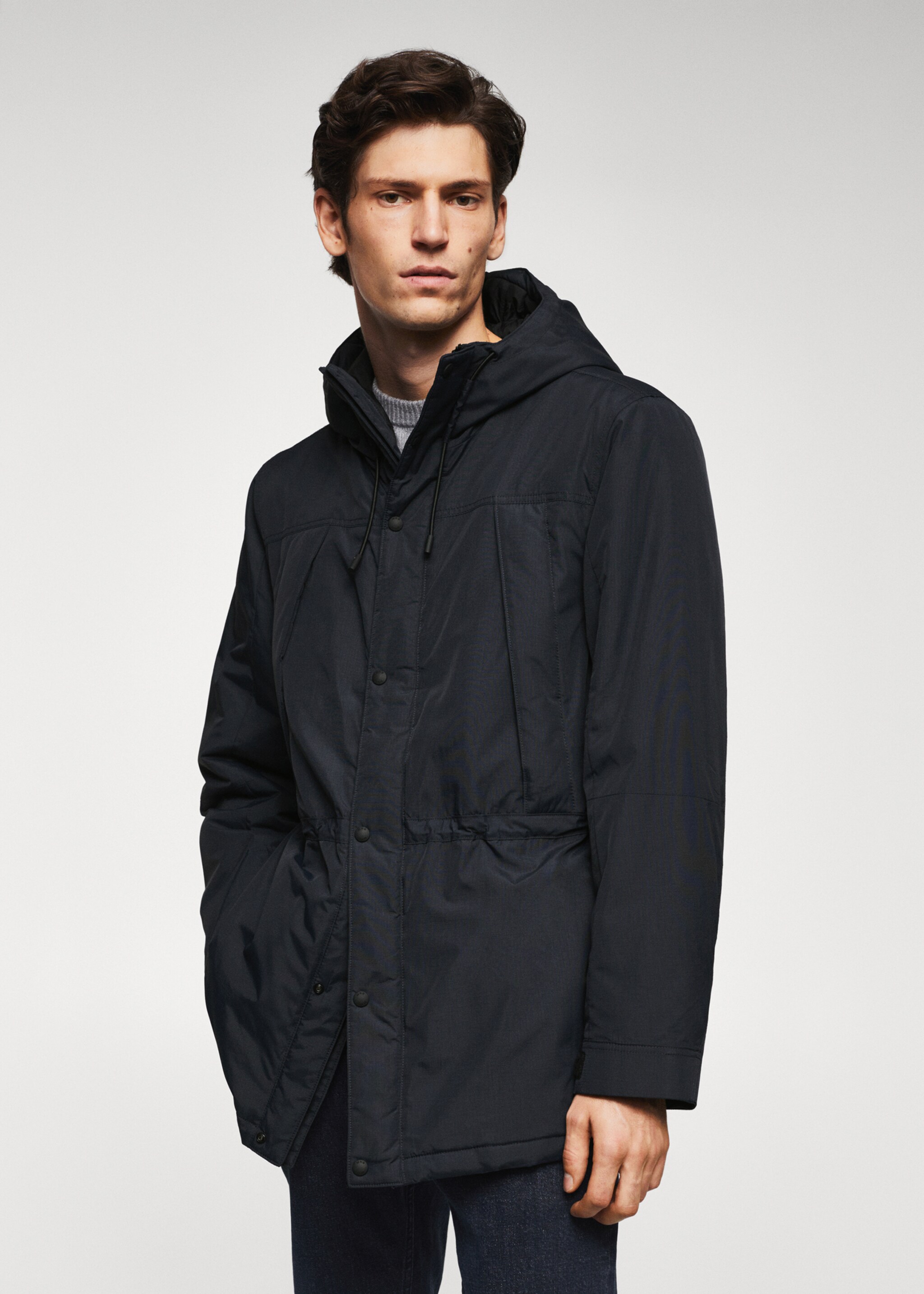 Water-repellent padded parka - Medium plane, Navy. Ref: 47010028-00.
