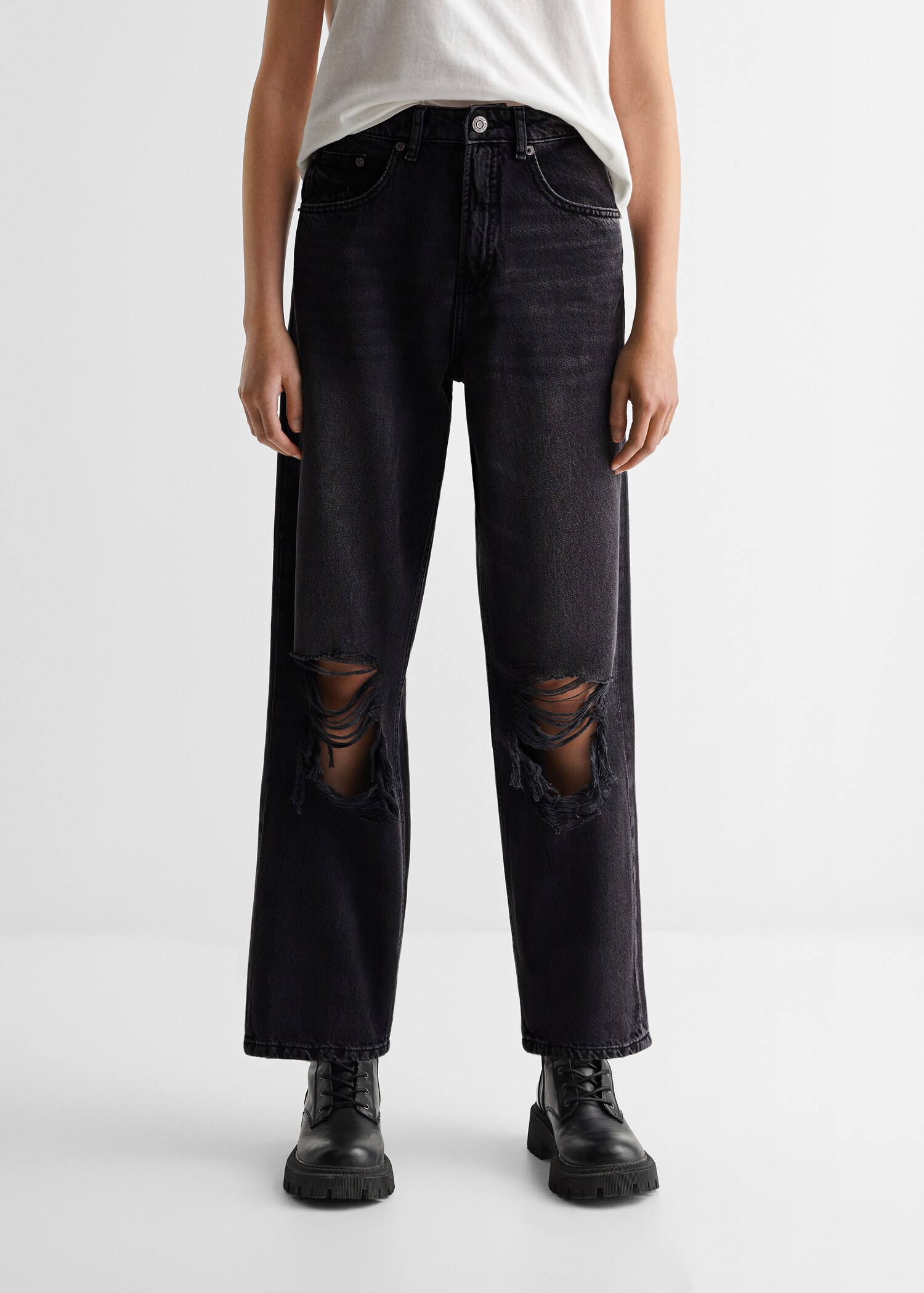 Ripped straight jeans - Details of the article 6