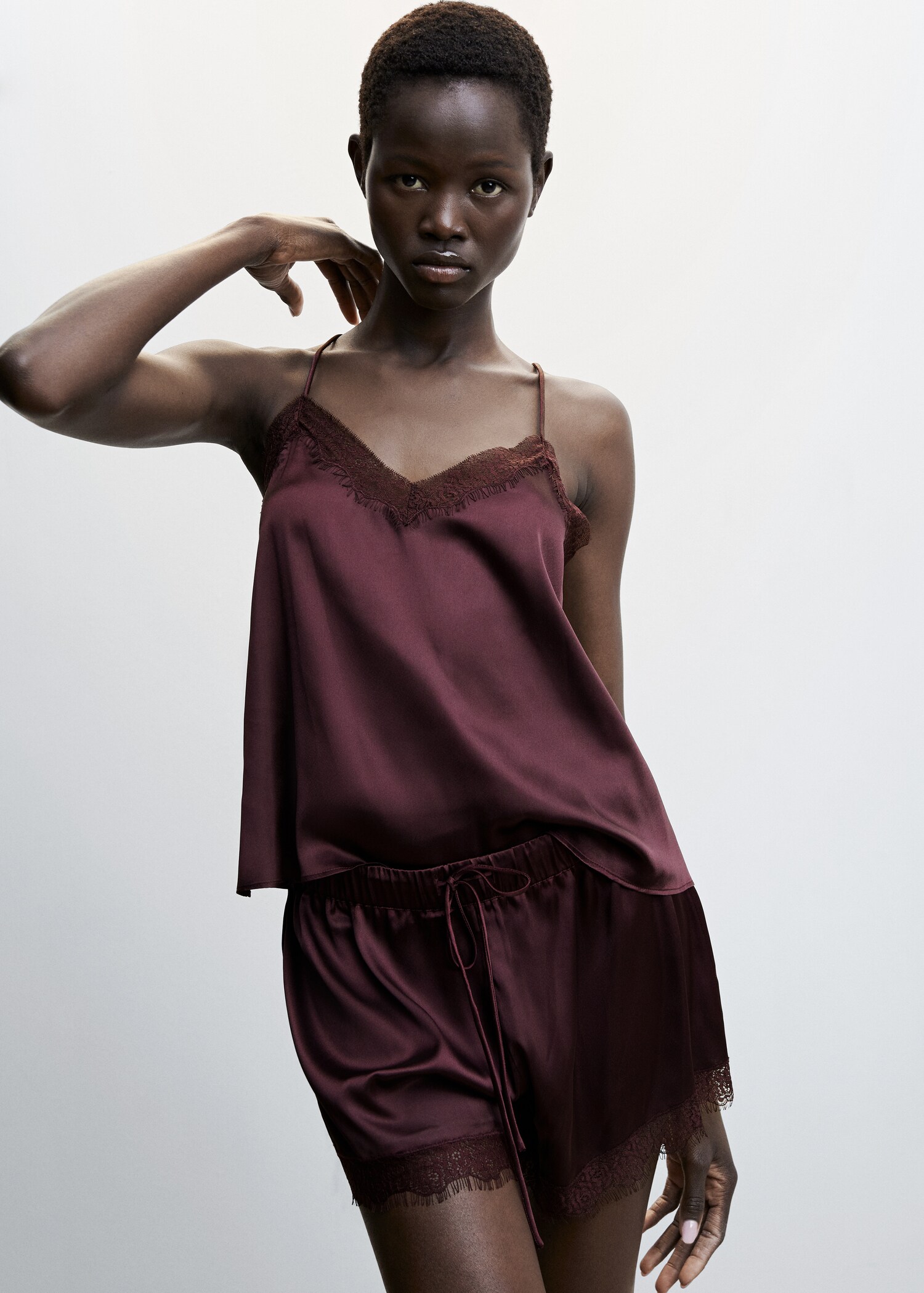 Satin lace shorts - Details of the article 1