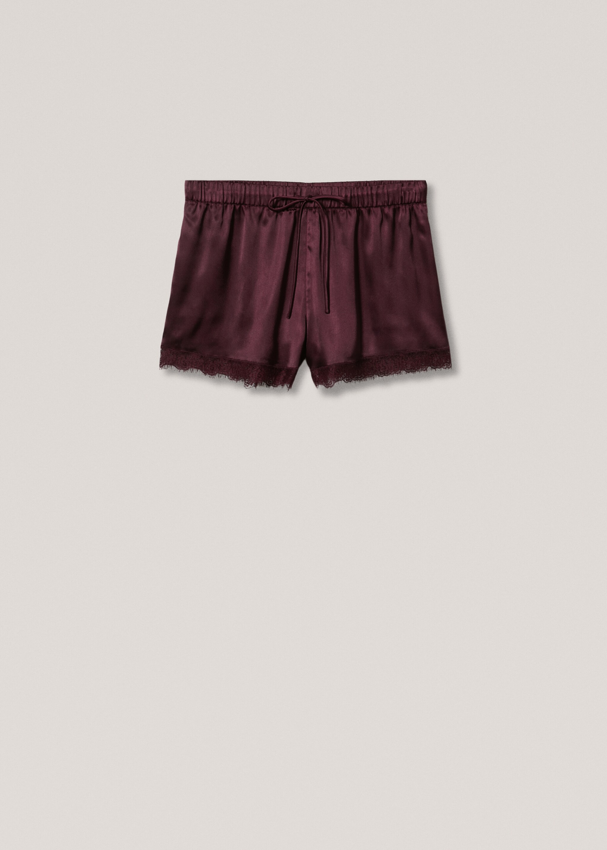 Satin lace shorts - Details of the article 5, Maroon. Ref: 47010087-00.