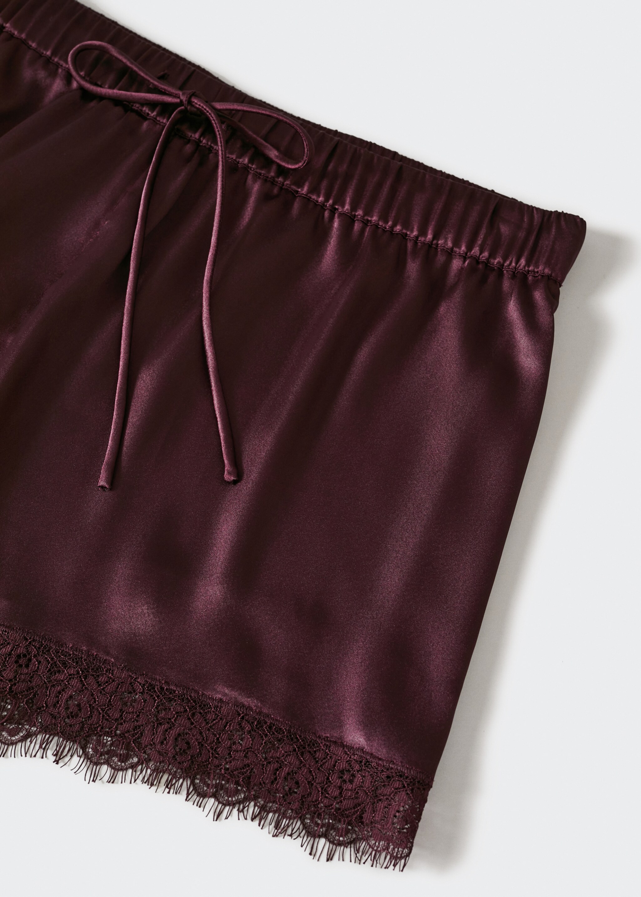 Satin lace shorts - Details of the article 8, Maroon. Ref: 47010087-00.