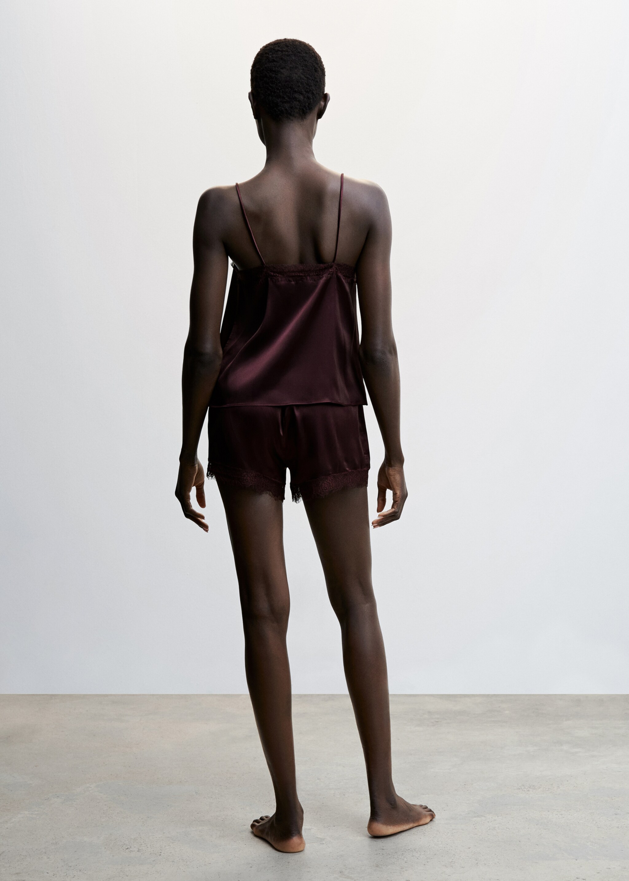 Satin lace shorts - Reverse of the article, Maroon. Ref: 47010087-00.