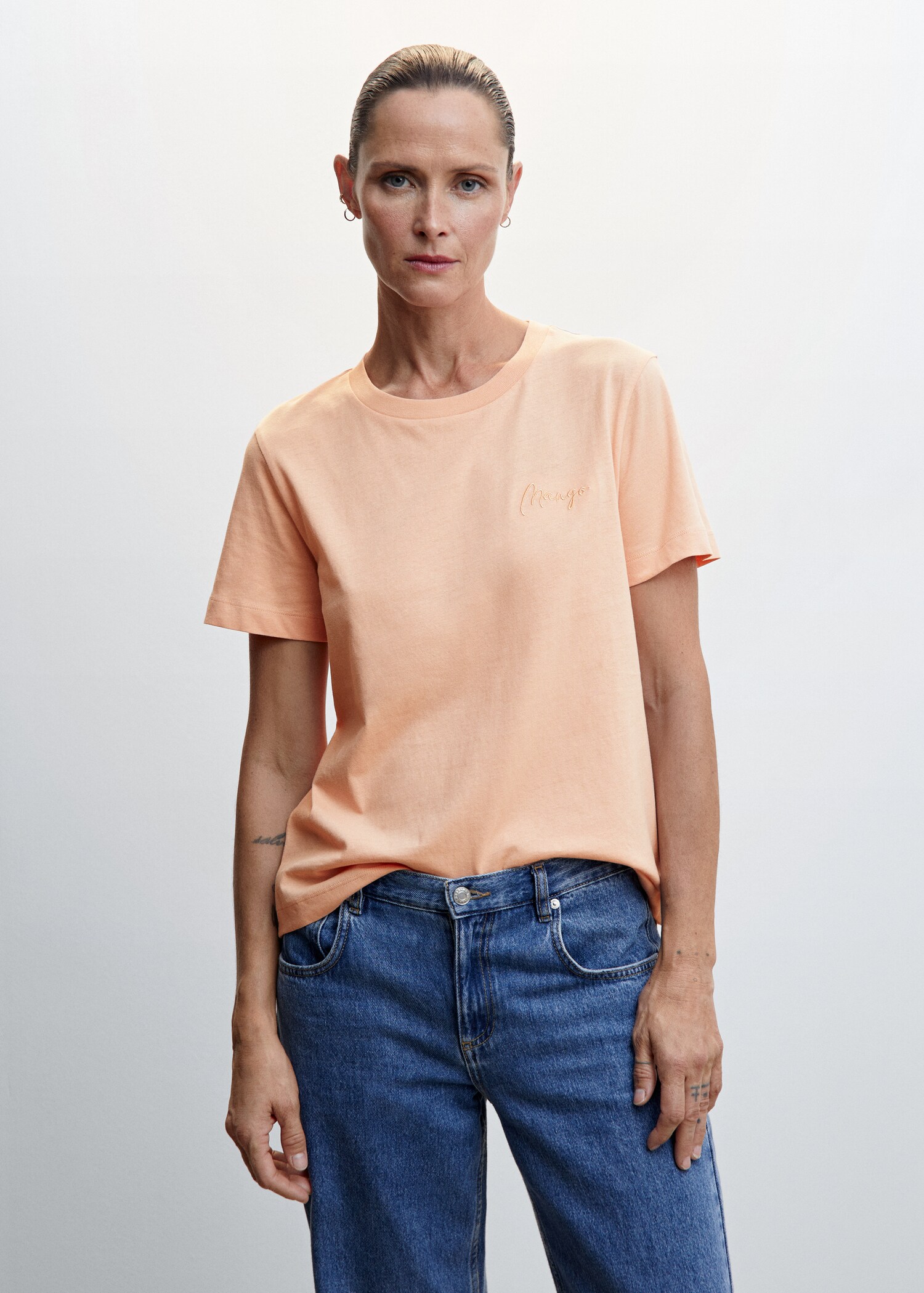 Rounded neck cotton t-shirt - Medium plane