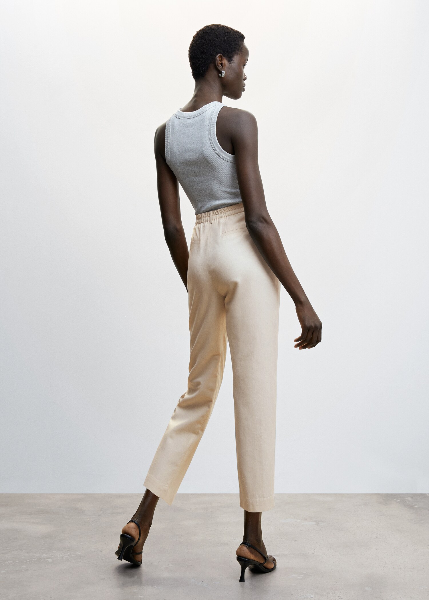 Straight linen-blend trousers - Reverse of the article