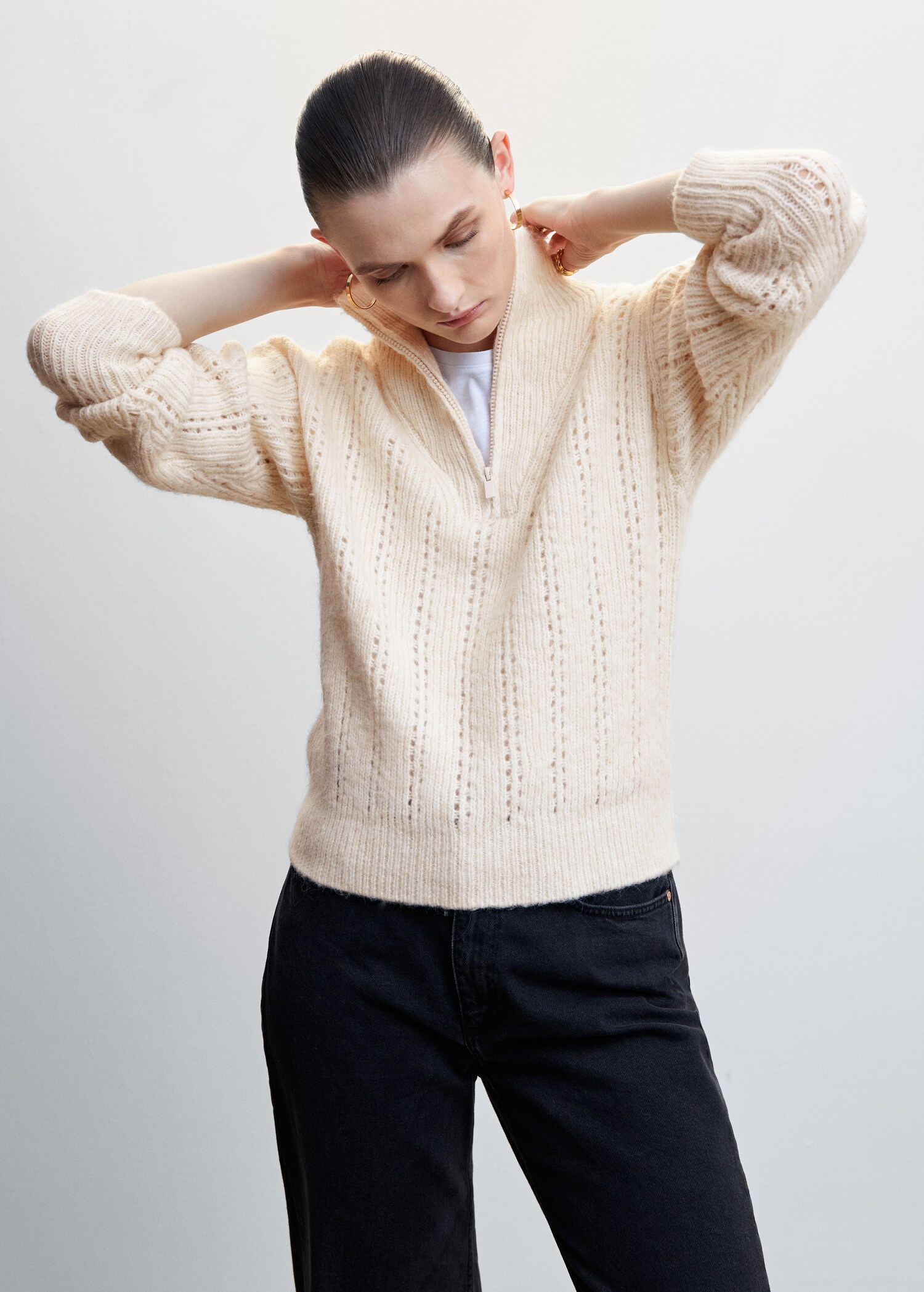 Jersey cuello alto cremallera - Plano medio