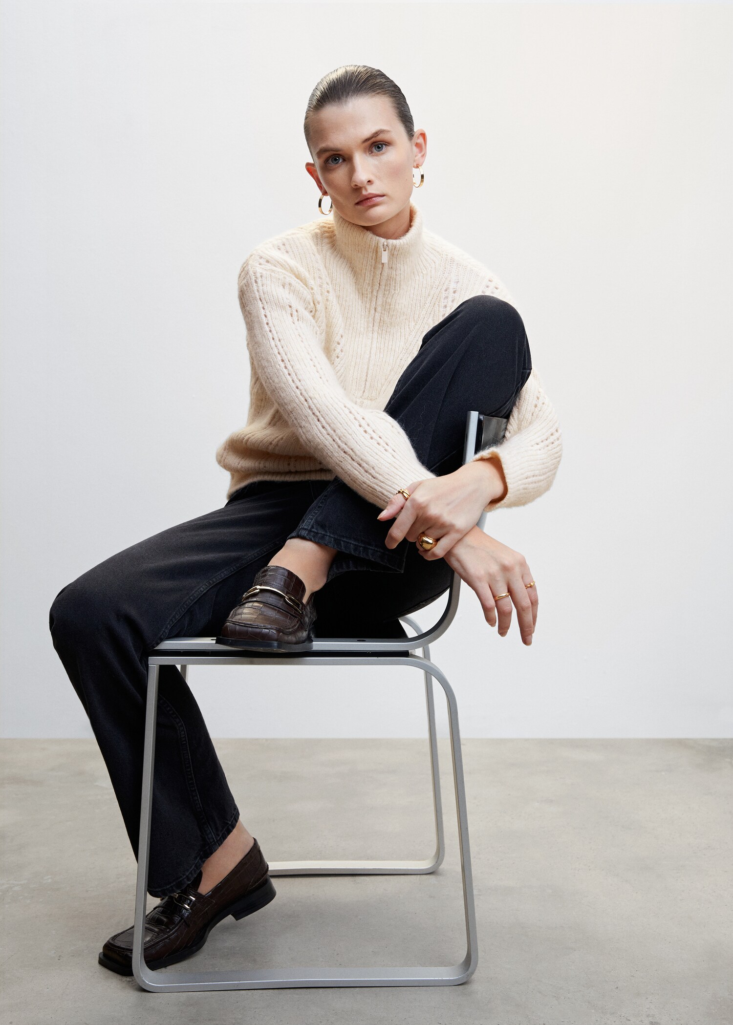 High neck sweater with zip - Details of the article 2