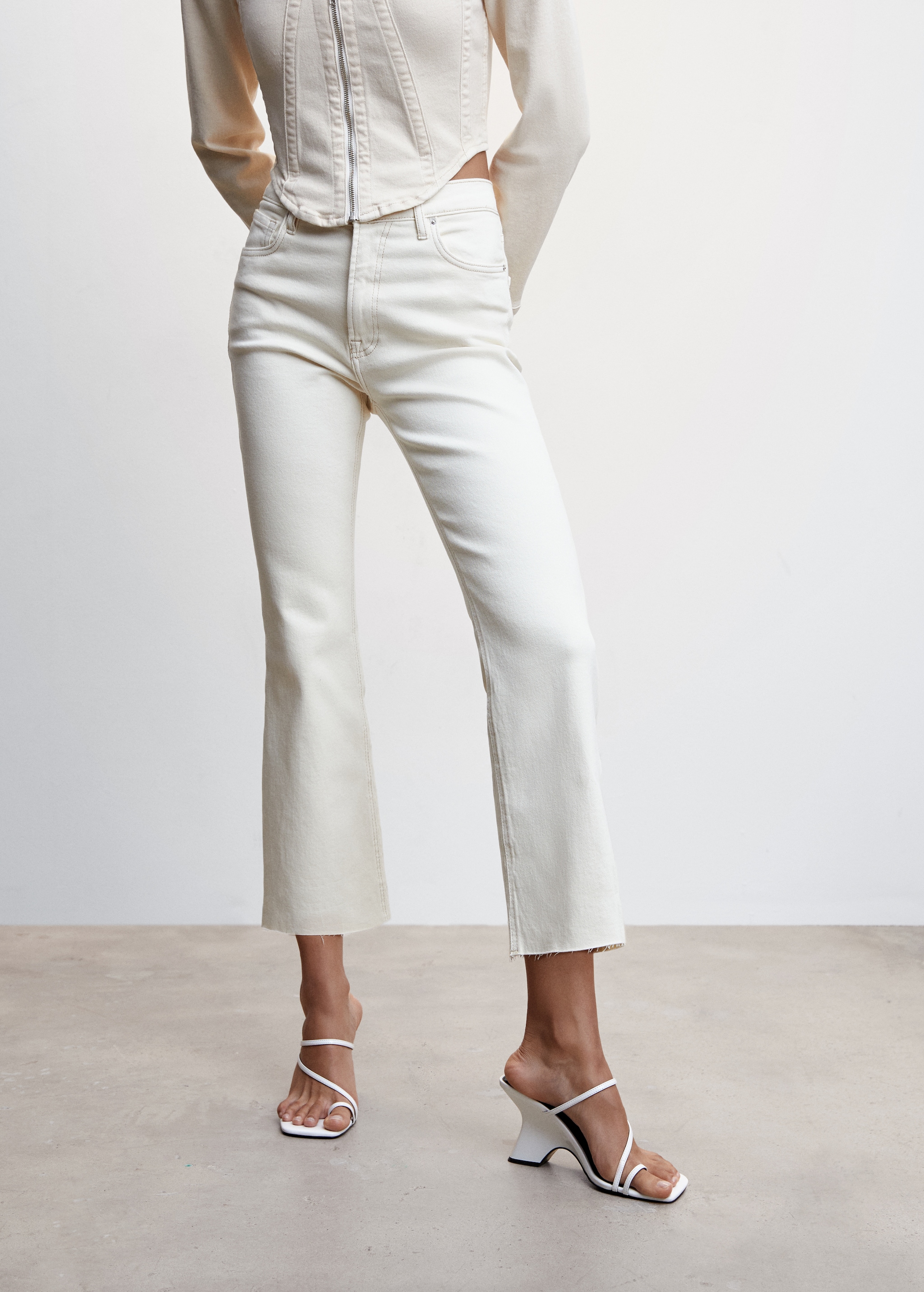 Flare Crop Mango Pantalon Flare Flare Crop Pantalon Vaquero