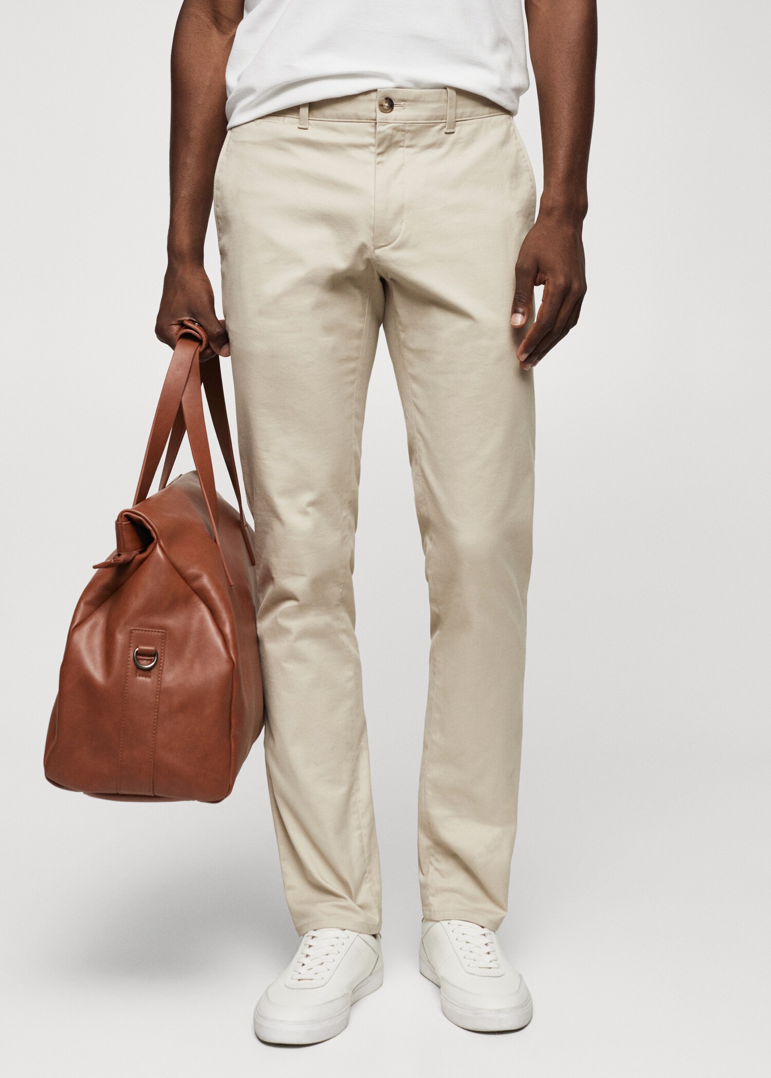 Keprové kalhoty chino slim fit - Náhled ve středové rovině