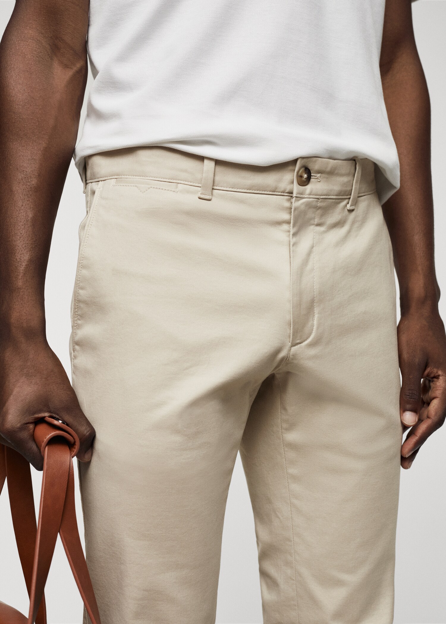 Slim fit serge chino trousers - Details of the article 1