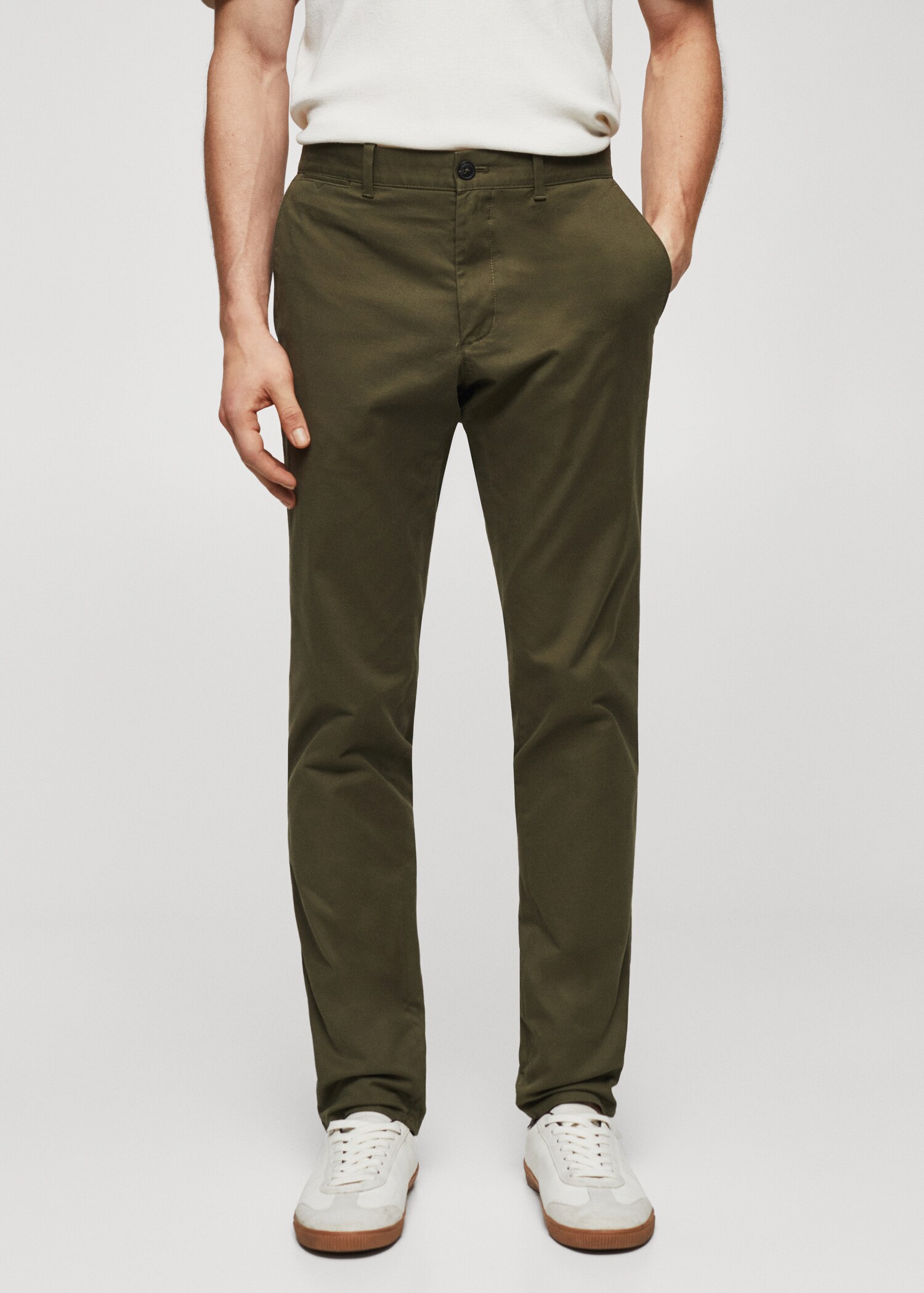 Keprové kalhoty chino slim fit - Náhled ve středové rovině