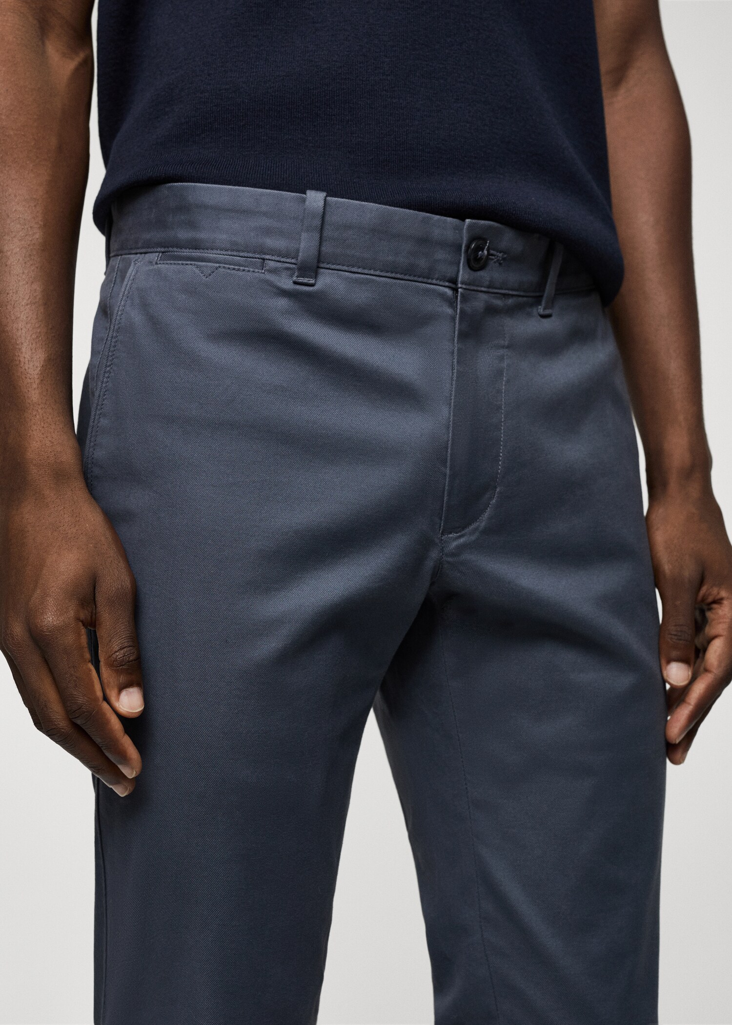 Slim fit serge chino trousers - Details of the article 1