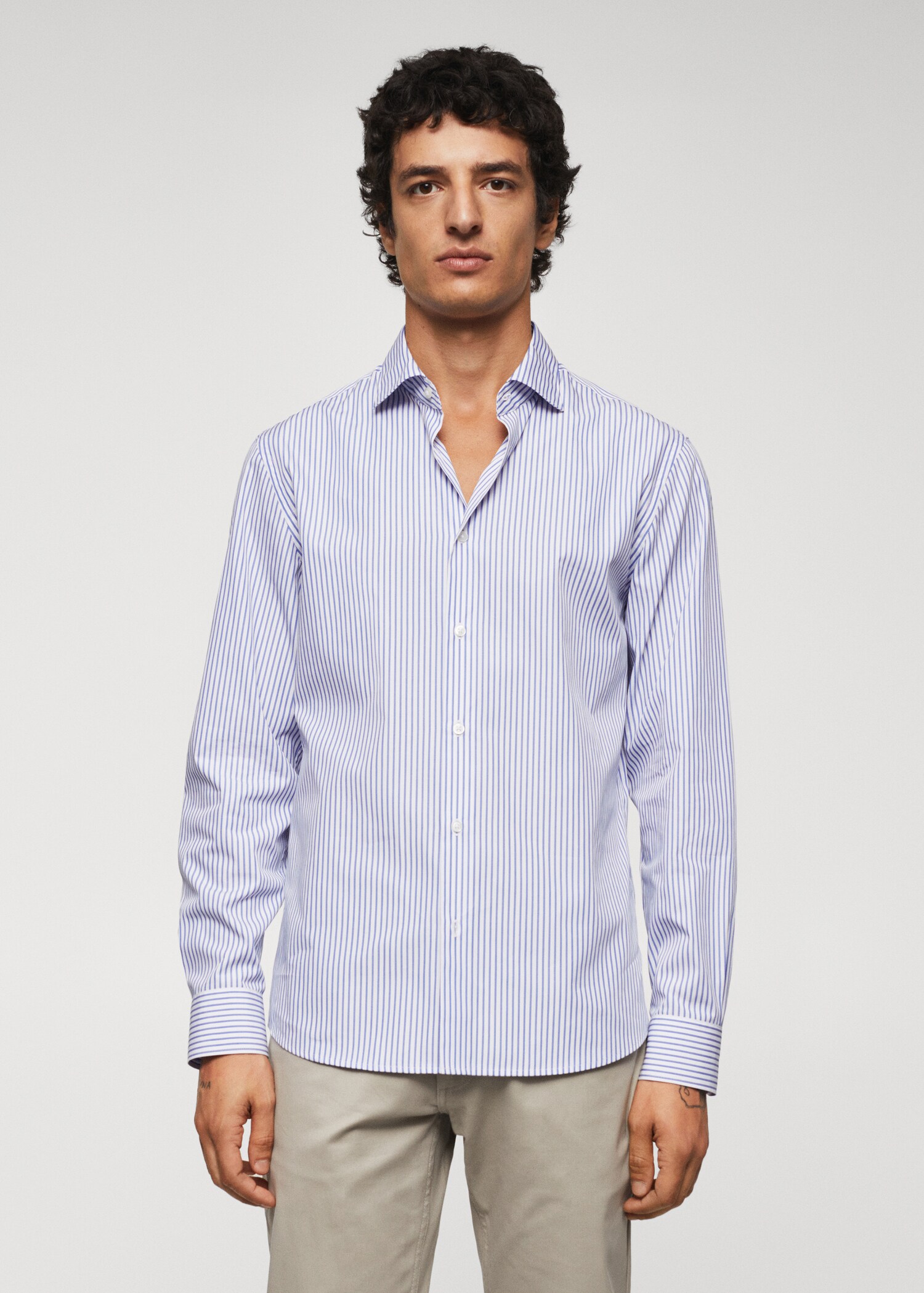 Camisa slim fit algodón rayas - Plano medio