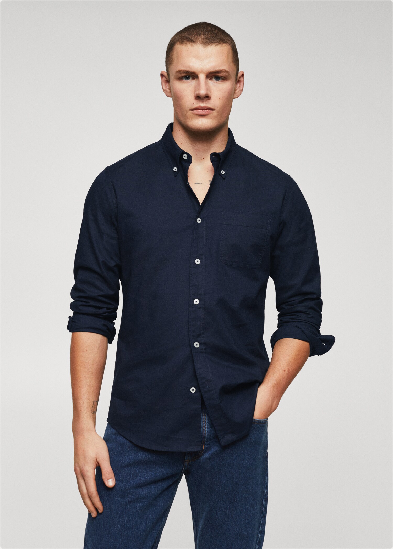 Regular fit Oxford cotton shirt - Medium plane