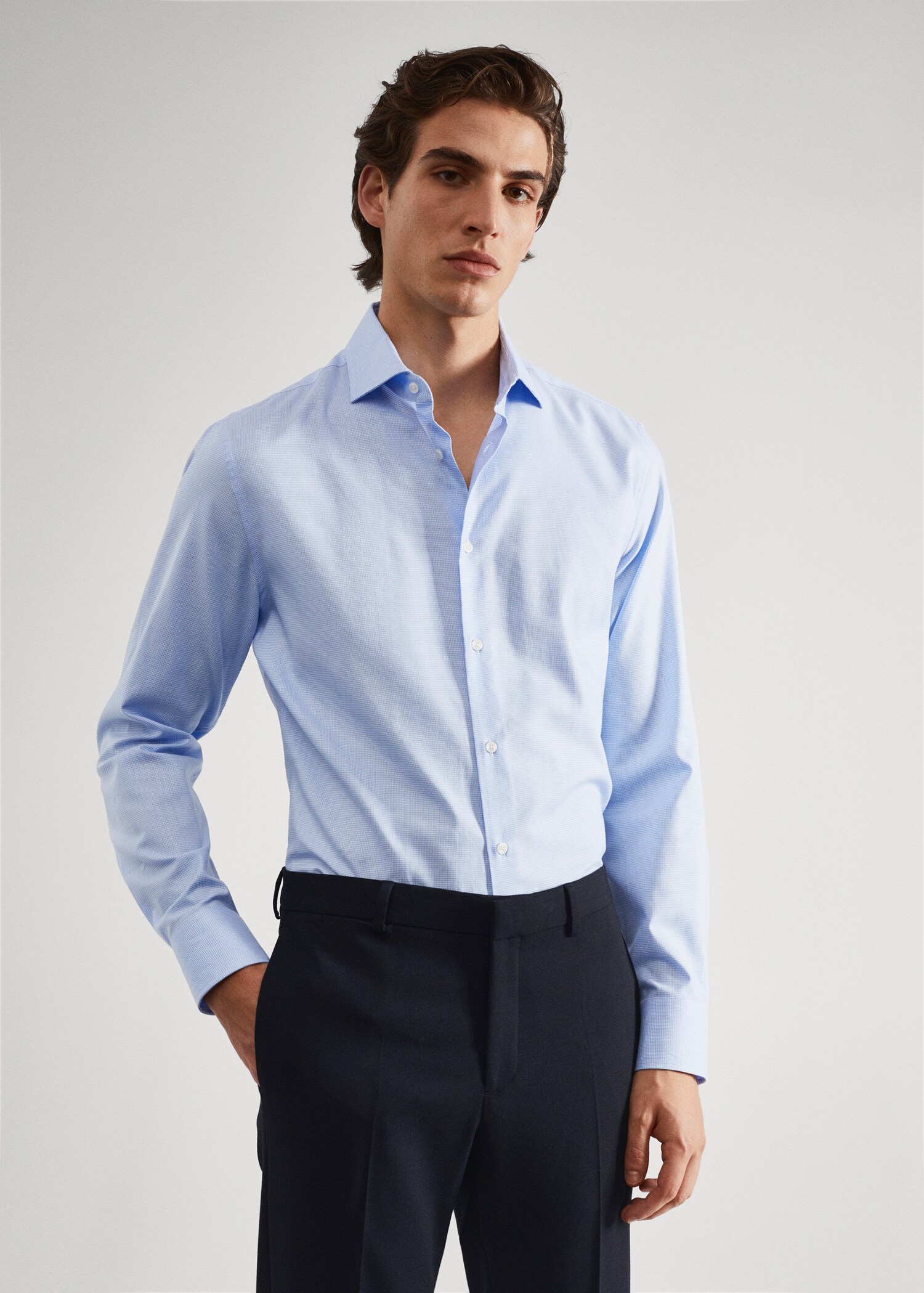 Chemise costume slim fit microstructure - Plan moyen