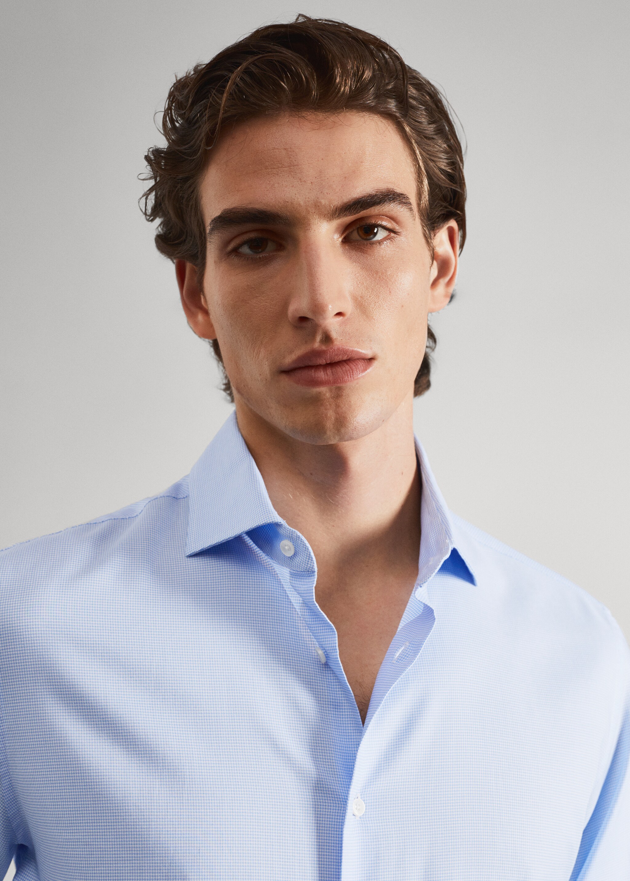 Micro-structure slim-fit suit shirt - Details of the article 1