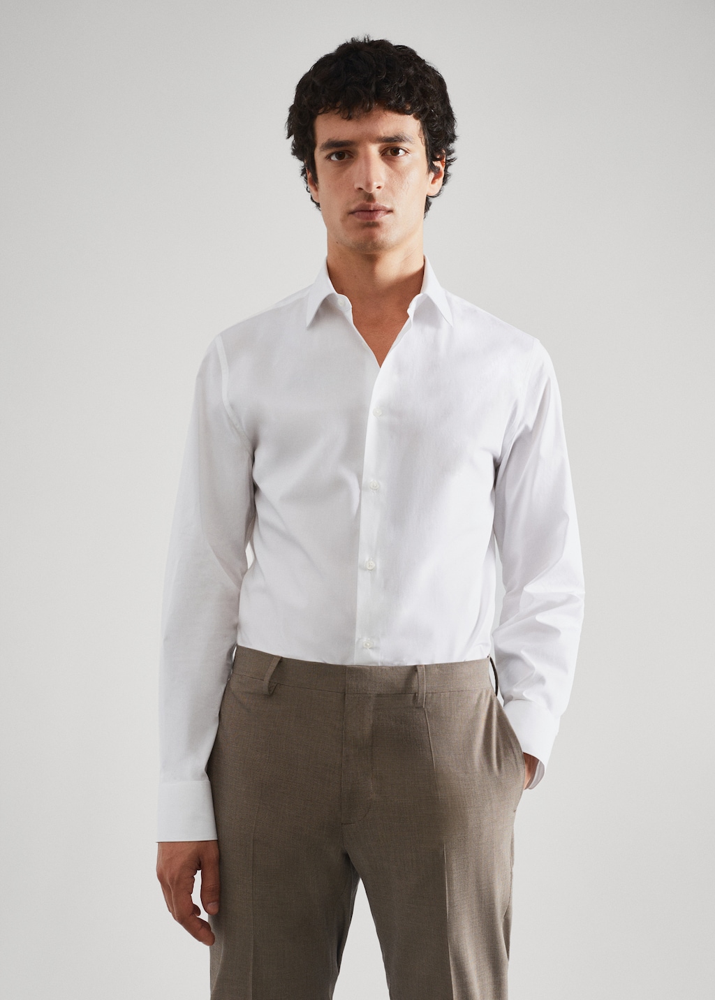 Slim fit stretch cotton suit shirt - Men | MANGO OUTLET USA