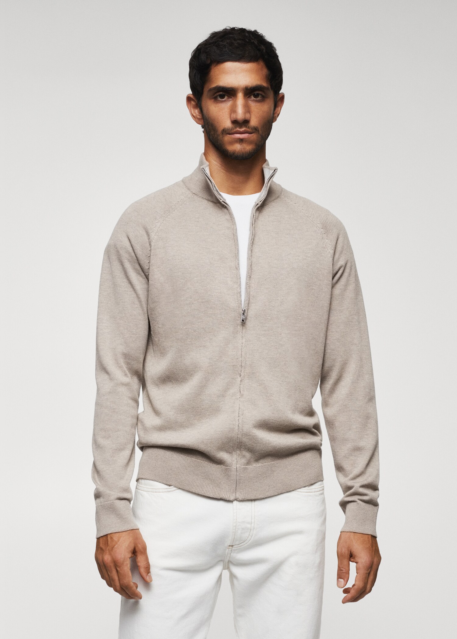 Zipped cotton cardigan - Medium plane