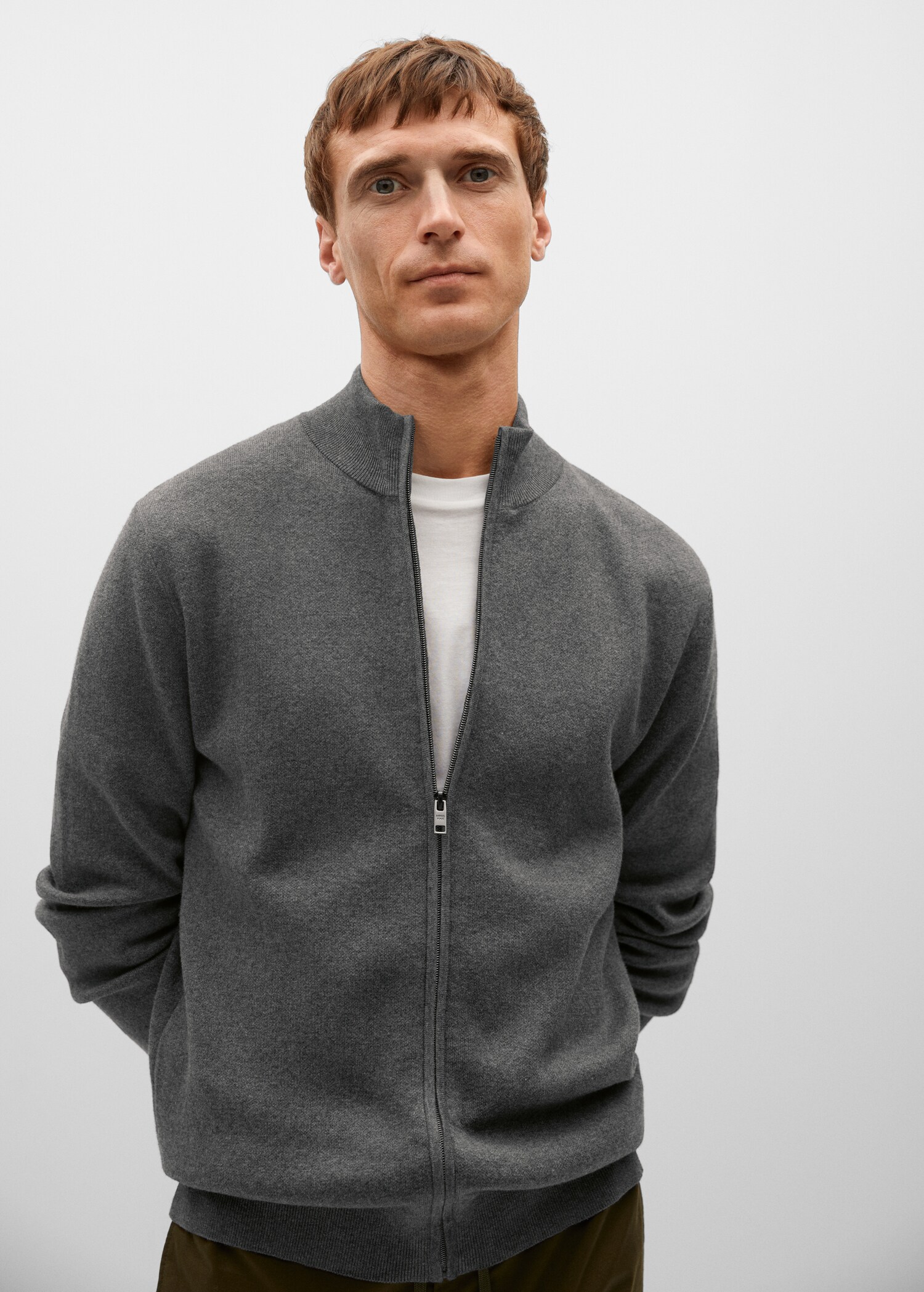 Zipped cotton cardigan - Medium plane