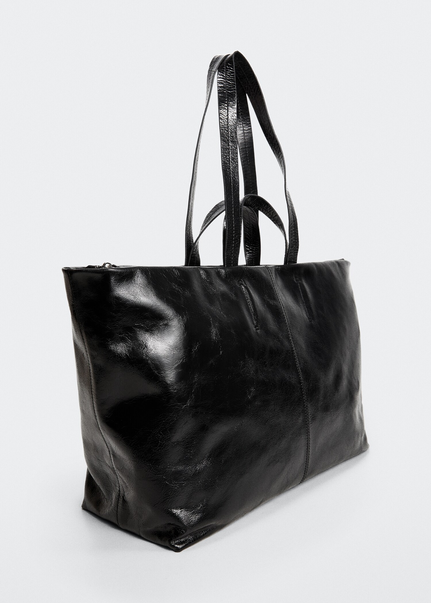 Leather shopper bag - Medium plane