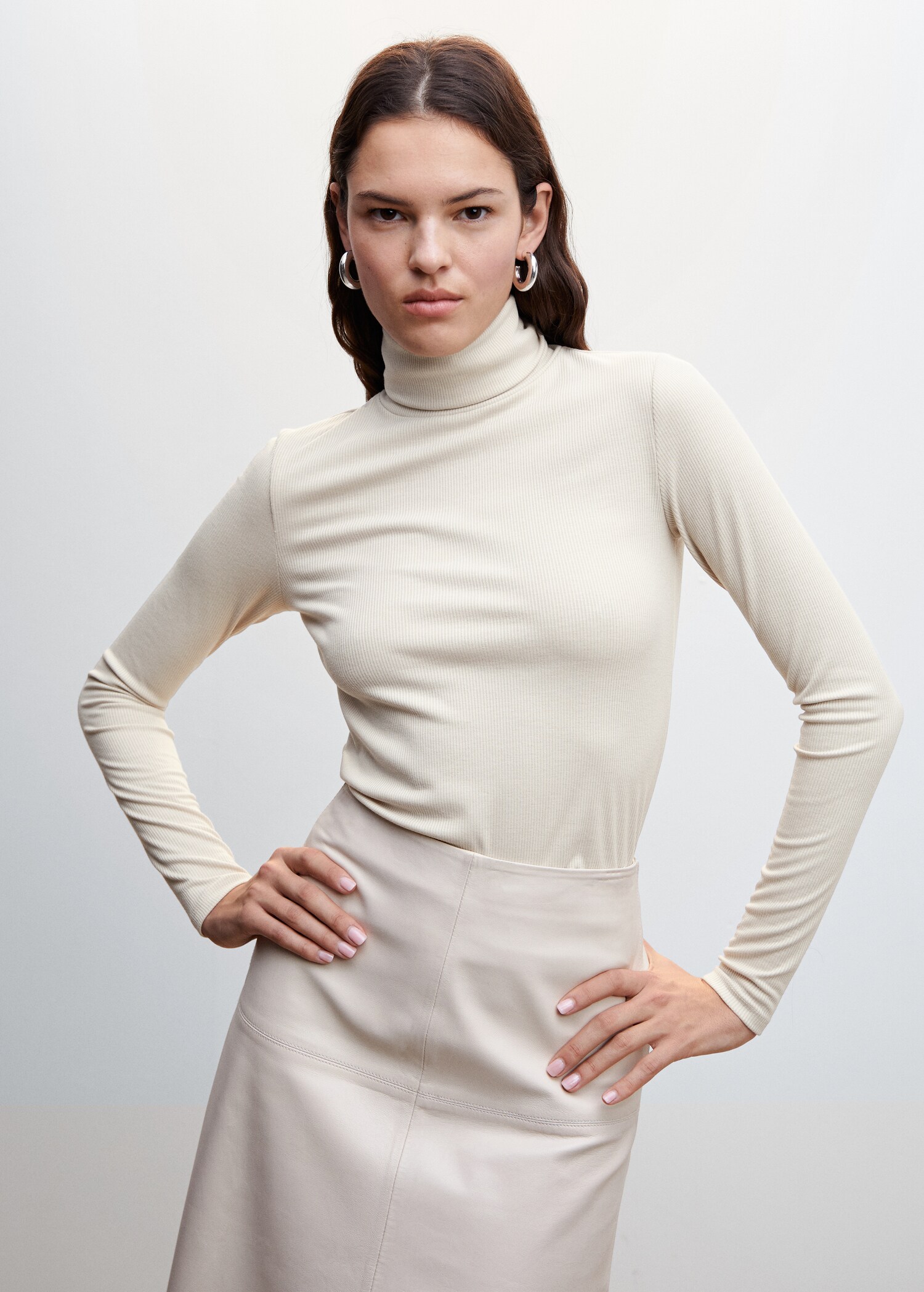 Ribbed high neck t-shirt - Medium plane
