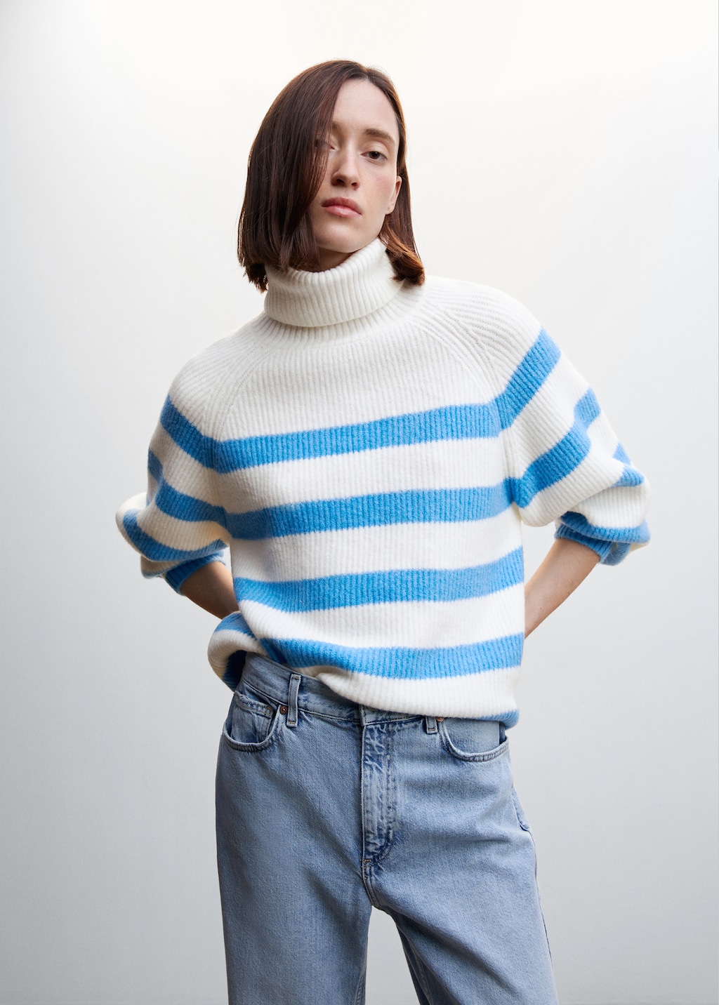 Striped turtleneck plus size deals