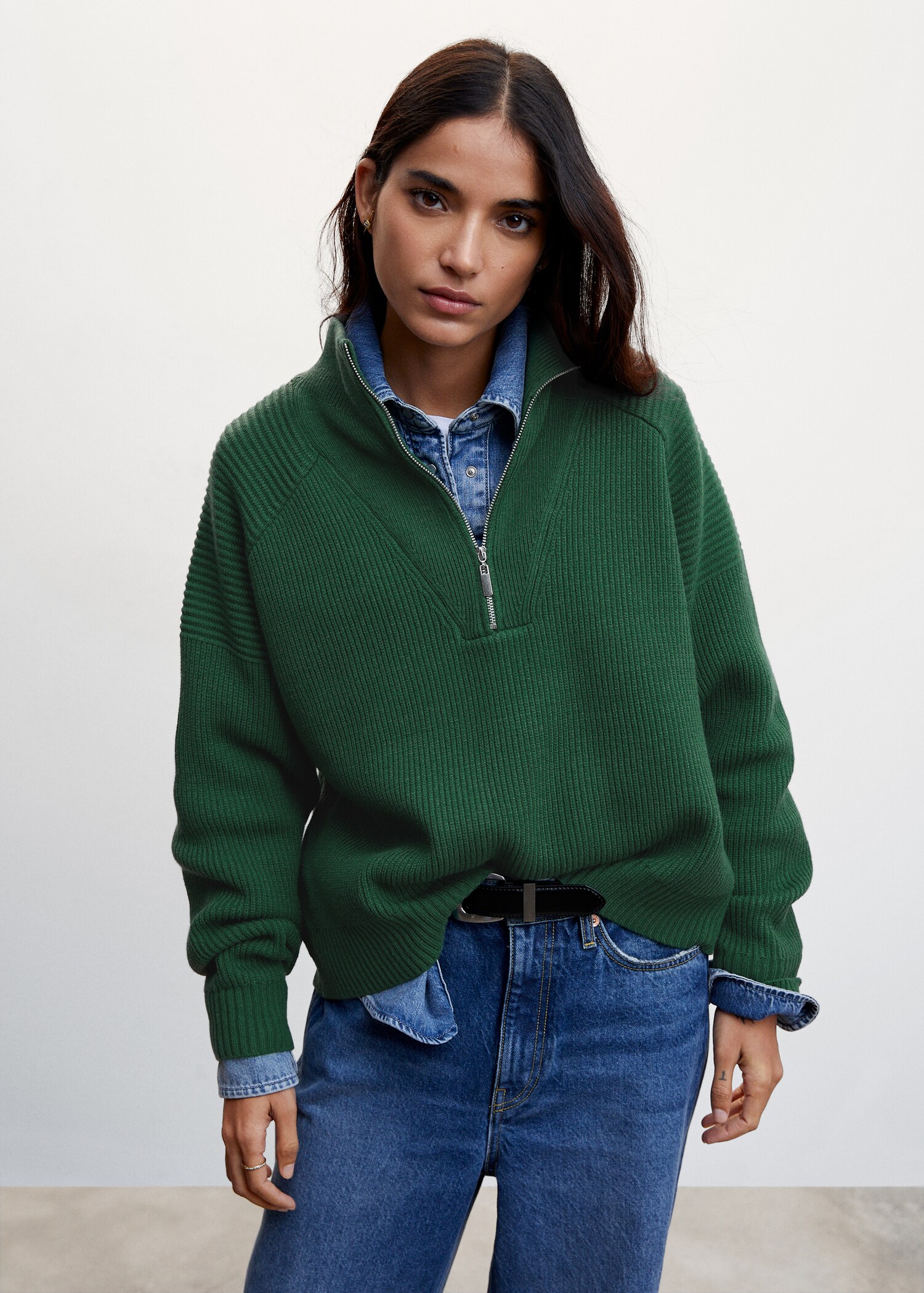 High neck sweater with zip - Medium plane