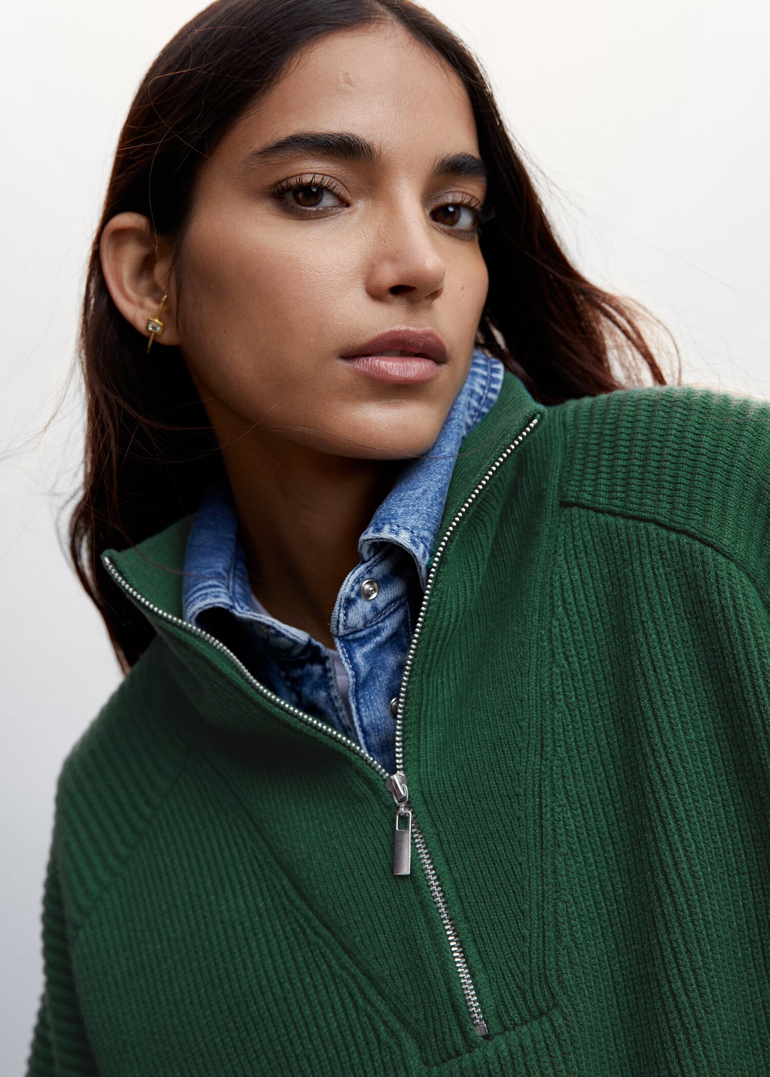 High neck sweater with zip - Details of the article 1