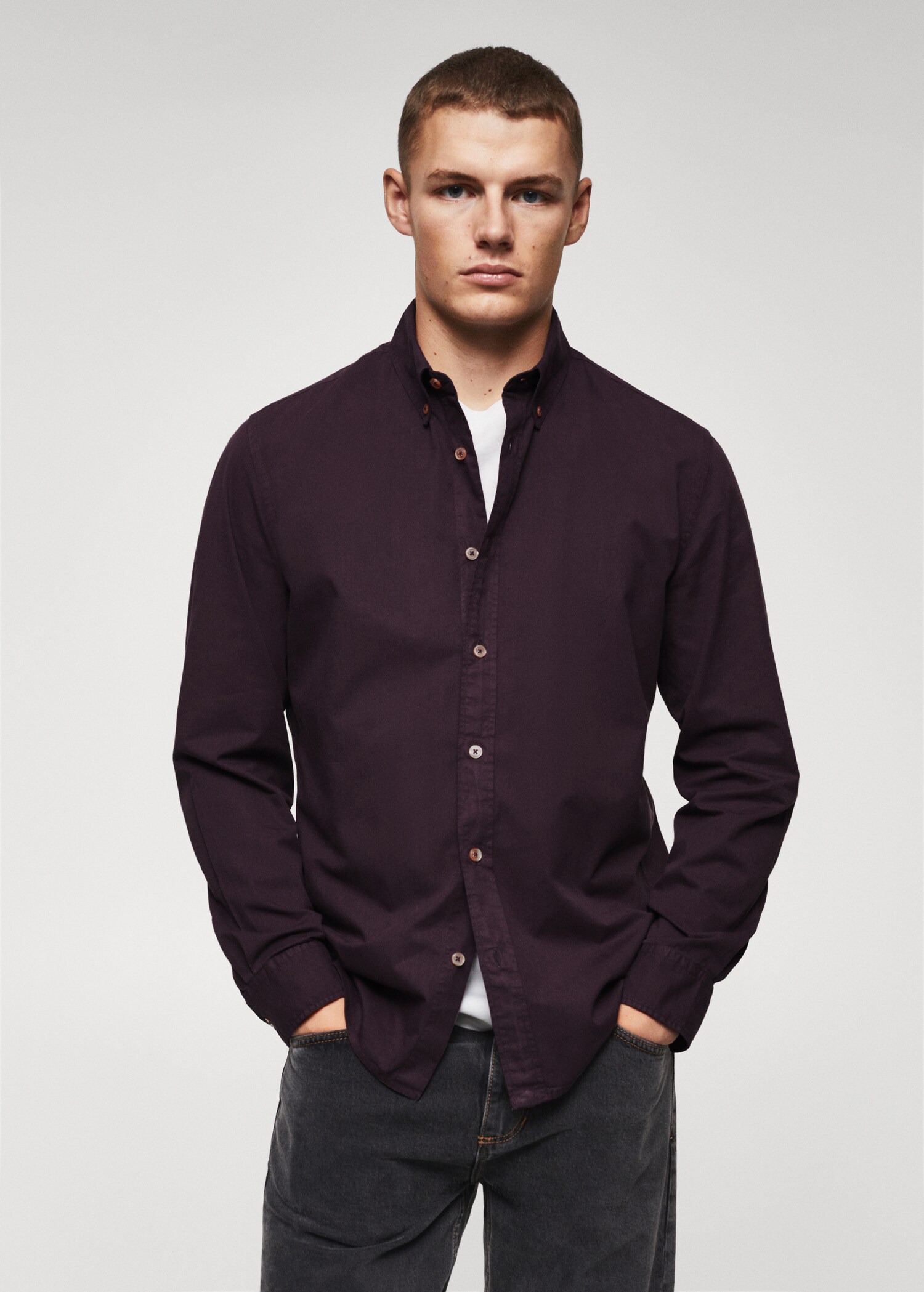 Cămașă slim fit din bumbac - Plan mediu
