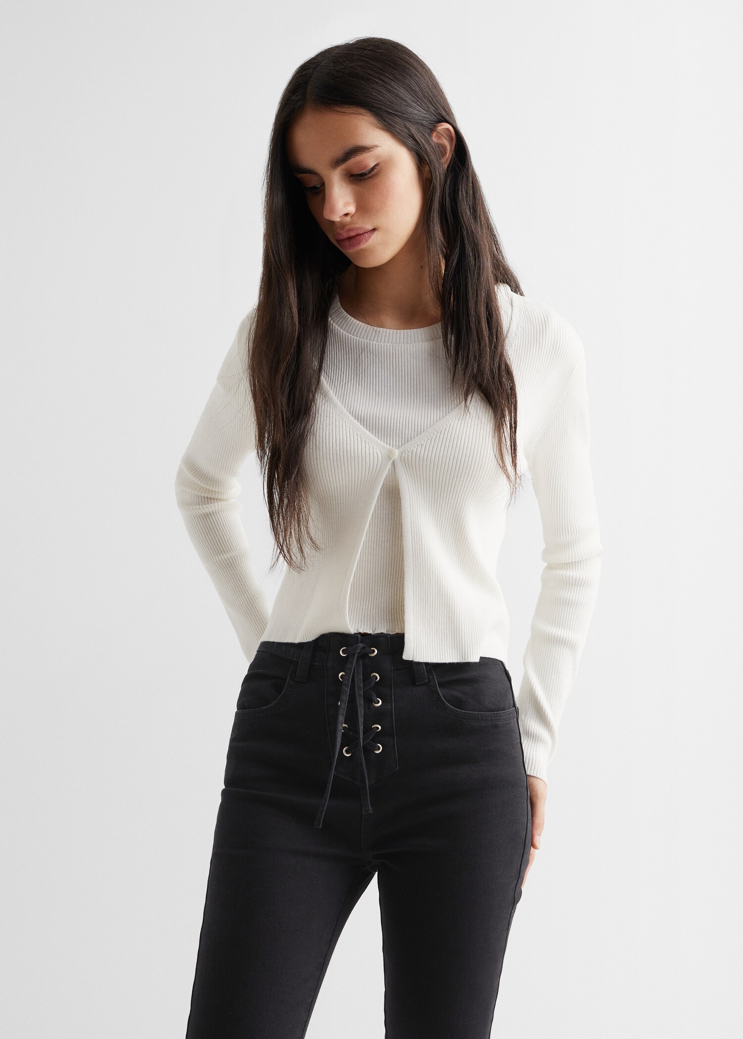Jeans with tie closure - Medium plane