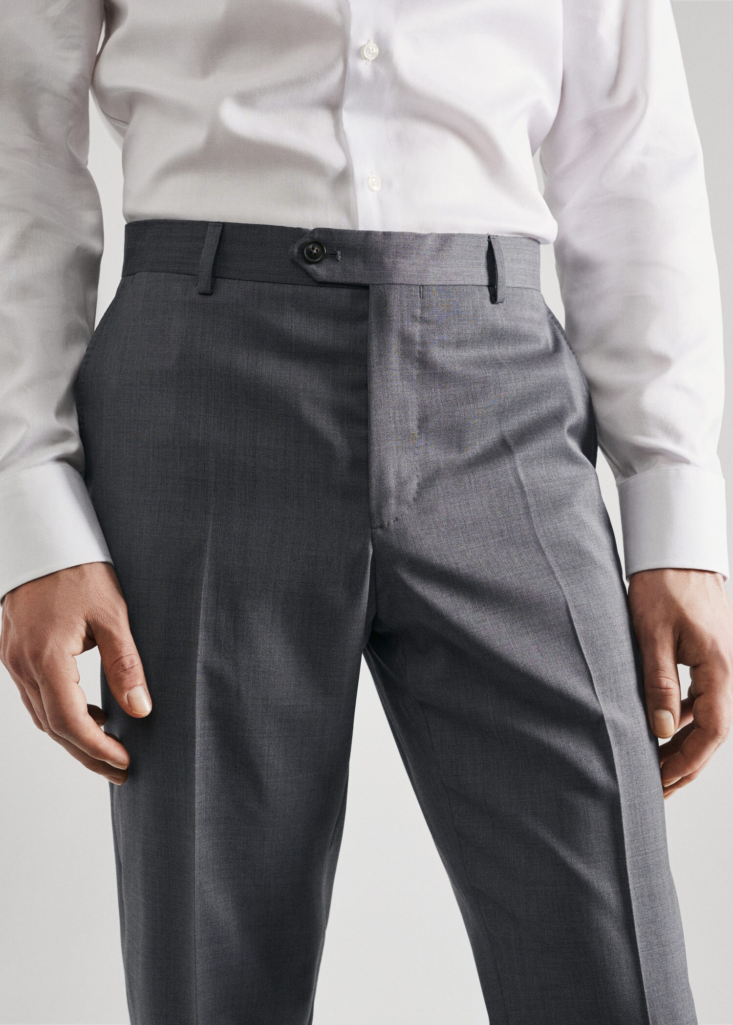 Slim fit virgin wool suit trousers - Details of the article 1