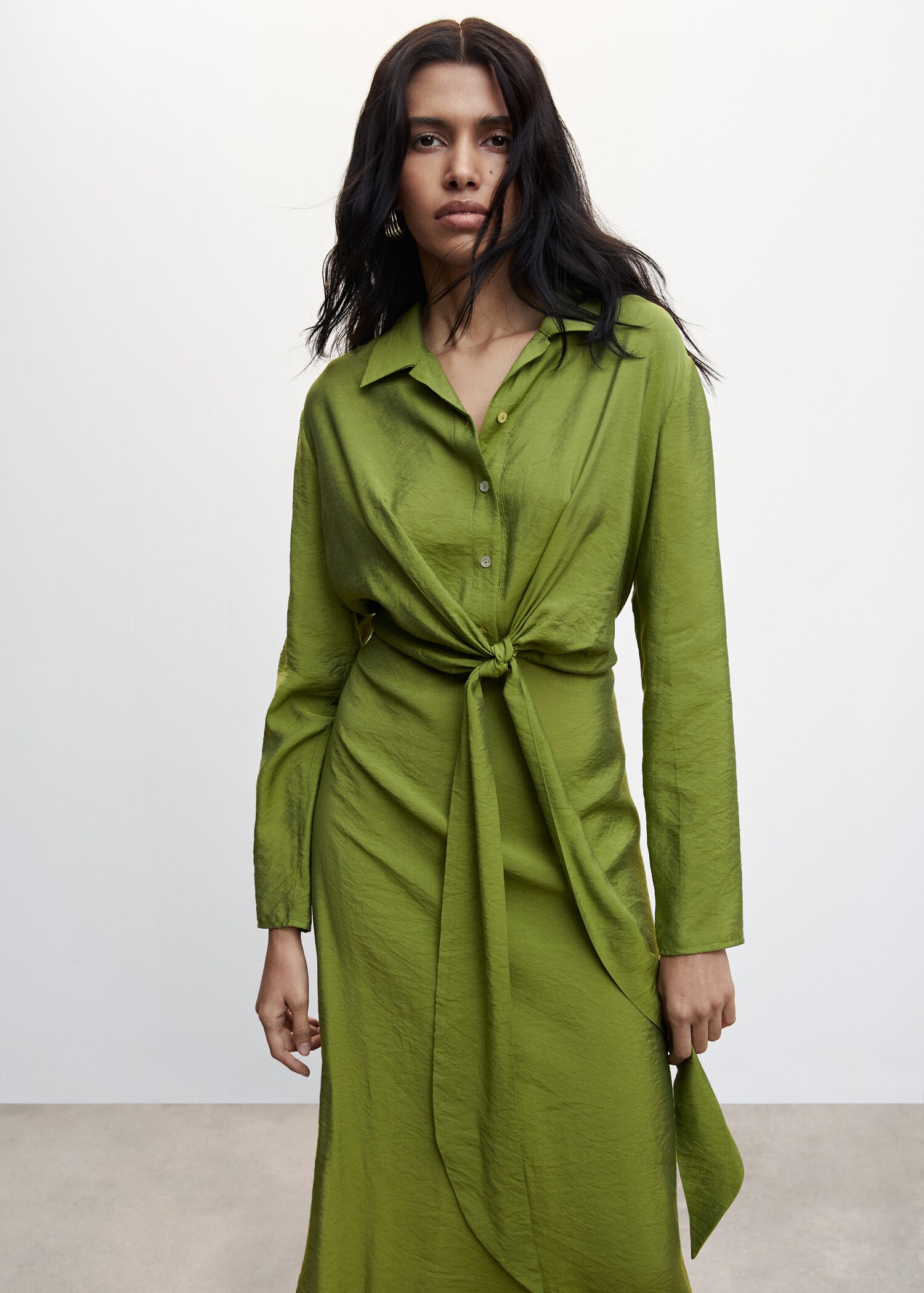 Knot detail shirt dress - Medium plane
