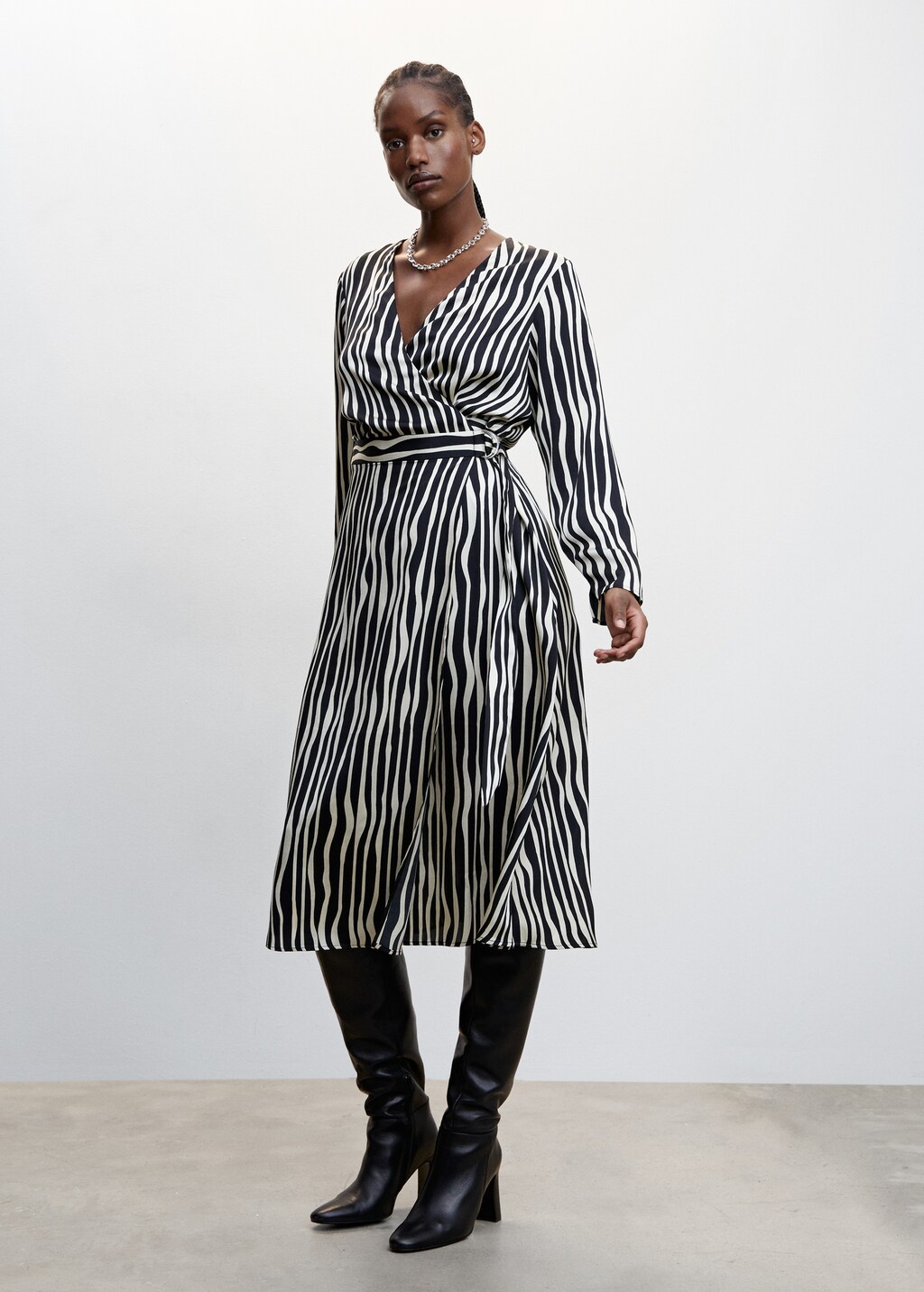 Striped midi dress - Women | MANGO OUTLET USA 