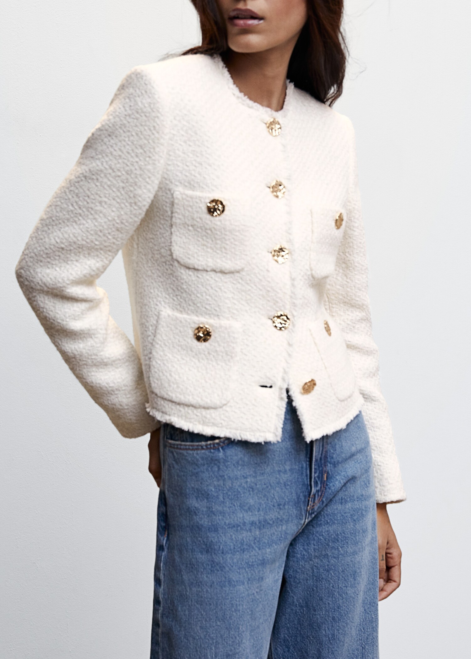 Chaqueta tweed bolsillos - Detalle del artículo 6