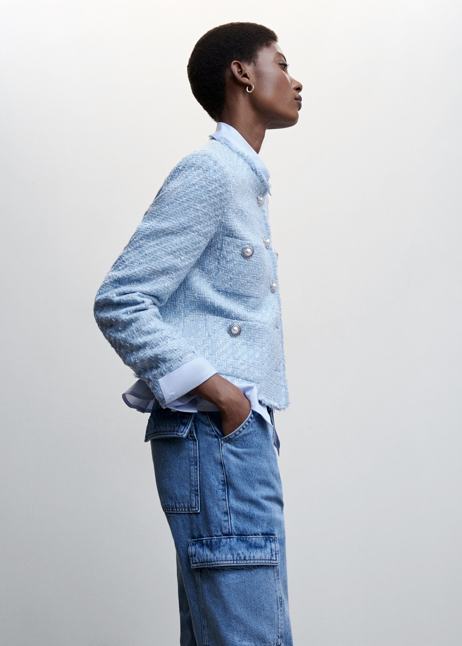 Chaqueta tweed bolsillos - Detalle del artículo 6