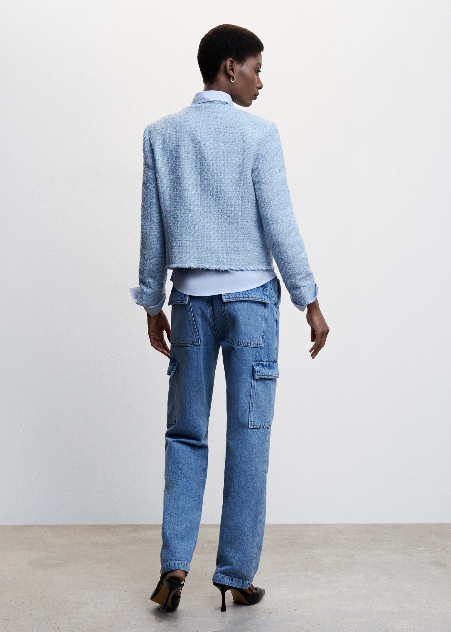 Chaqueta tweed bolsillos - Reverso del artículo