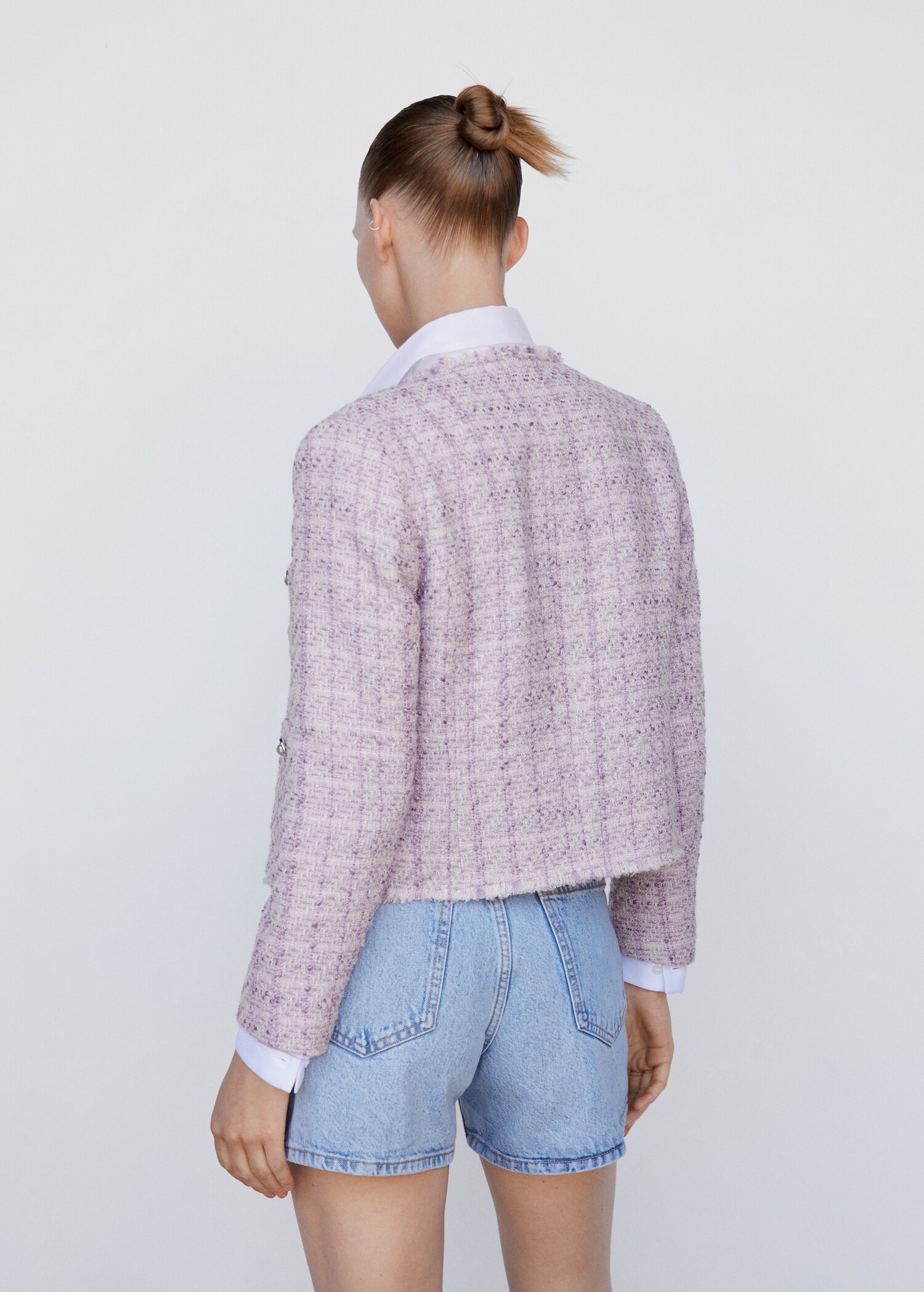 Chaqueta tweed bolsillos - Reverso del artículo