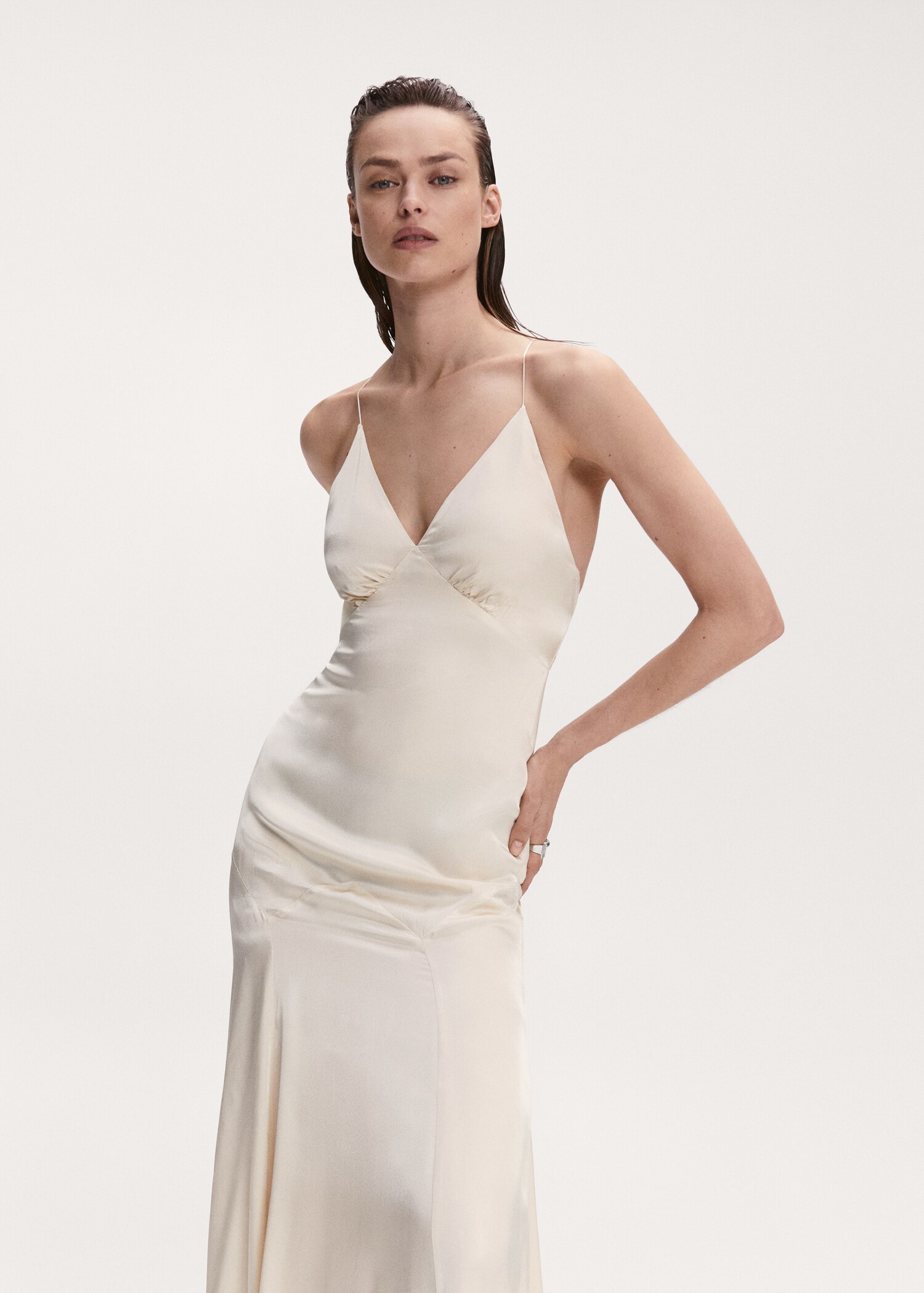 Satin cross-back dress - Medium plane