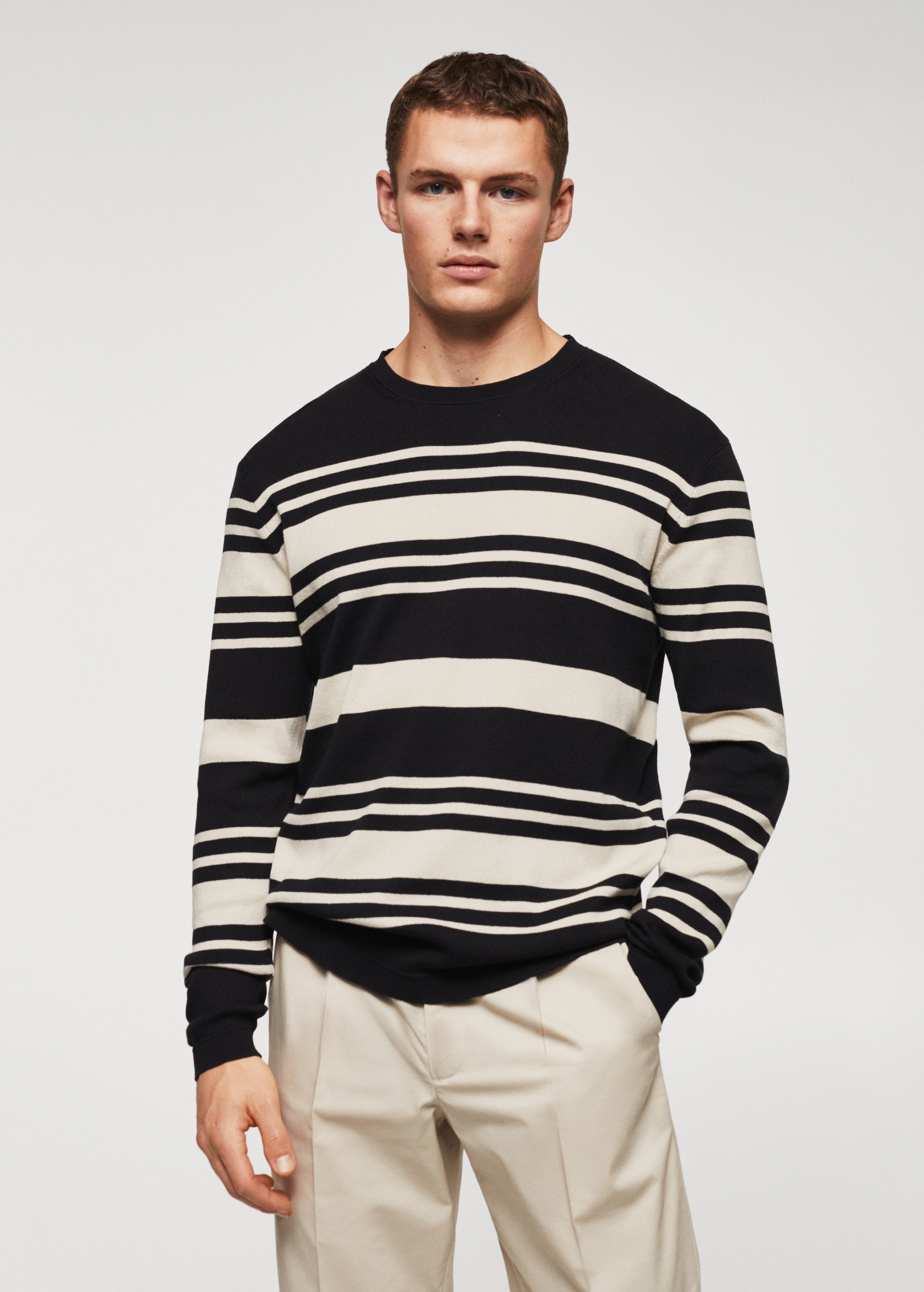 Striped cotton sweater - Medium plane