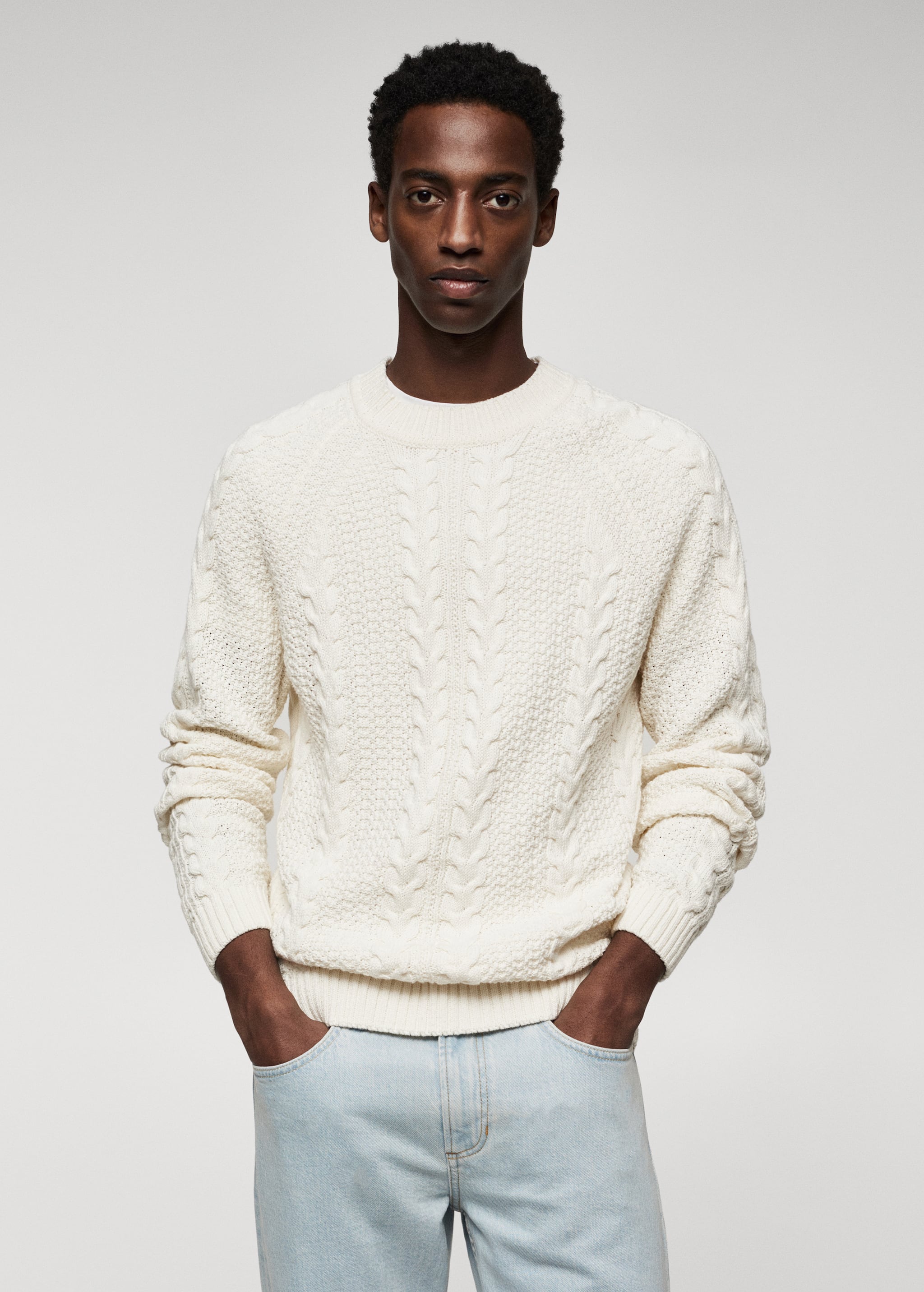 Braided cotton sweater - Medium plane