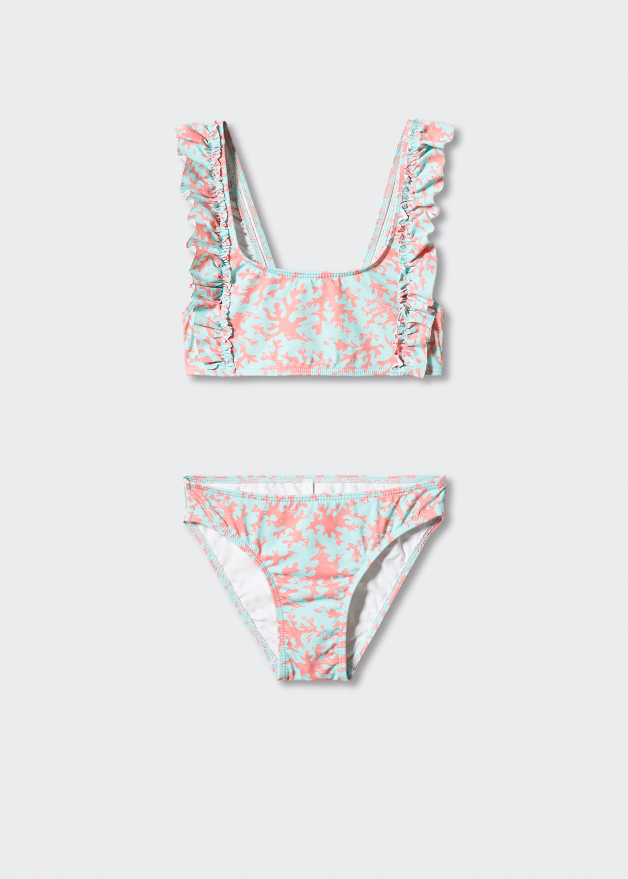 Ruffled print bikini - Article without model, Turquoise. Ref: 47014426-00.