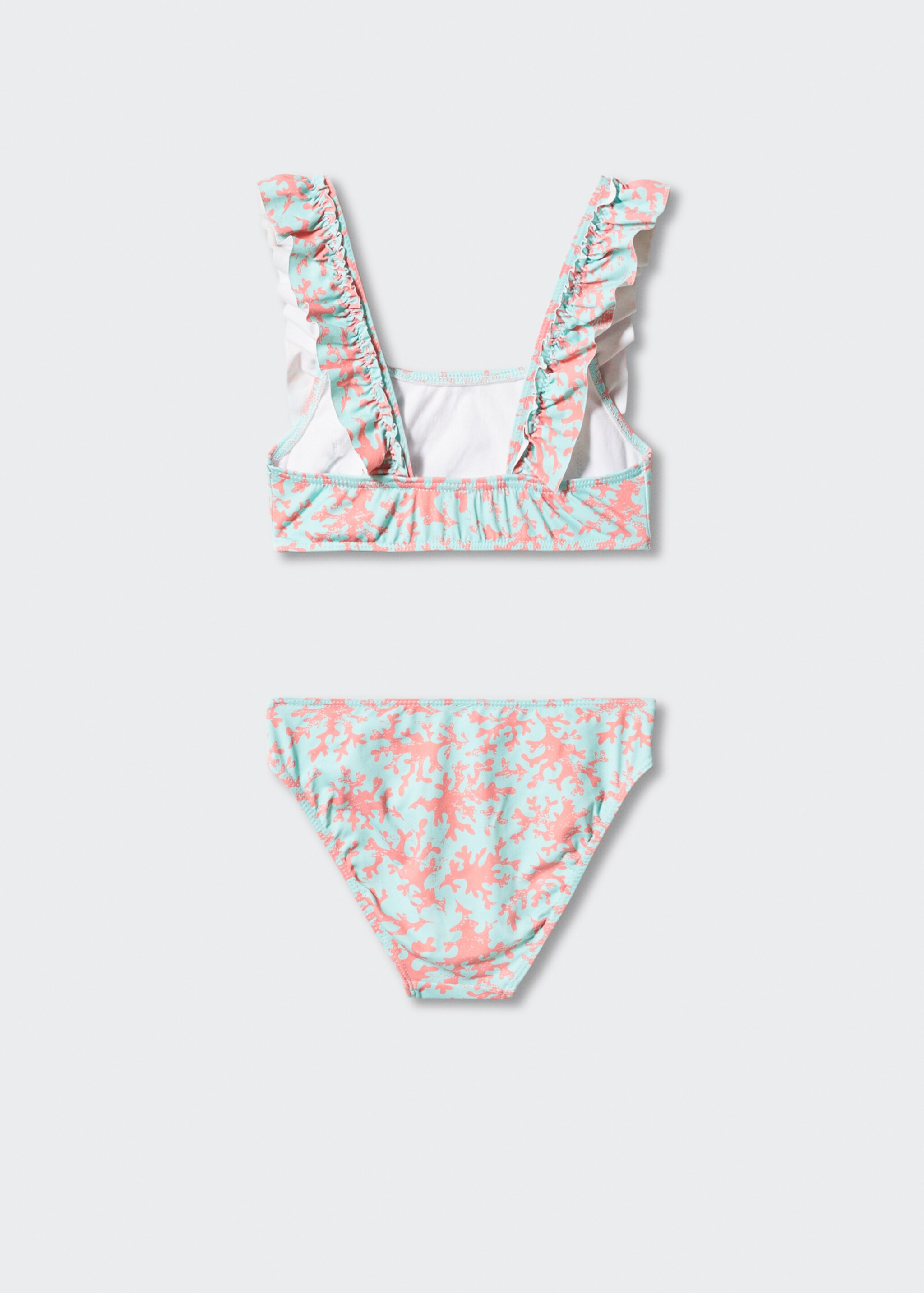 Ruffled print bikini - Reverse of the article, Turquoise. Ref: 47014426-00.