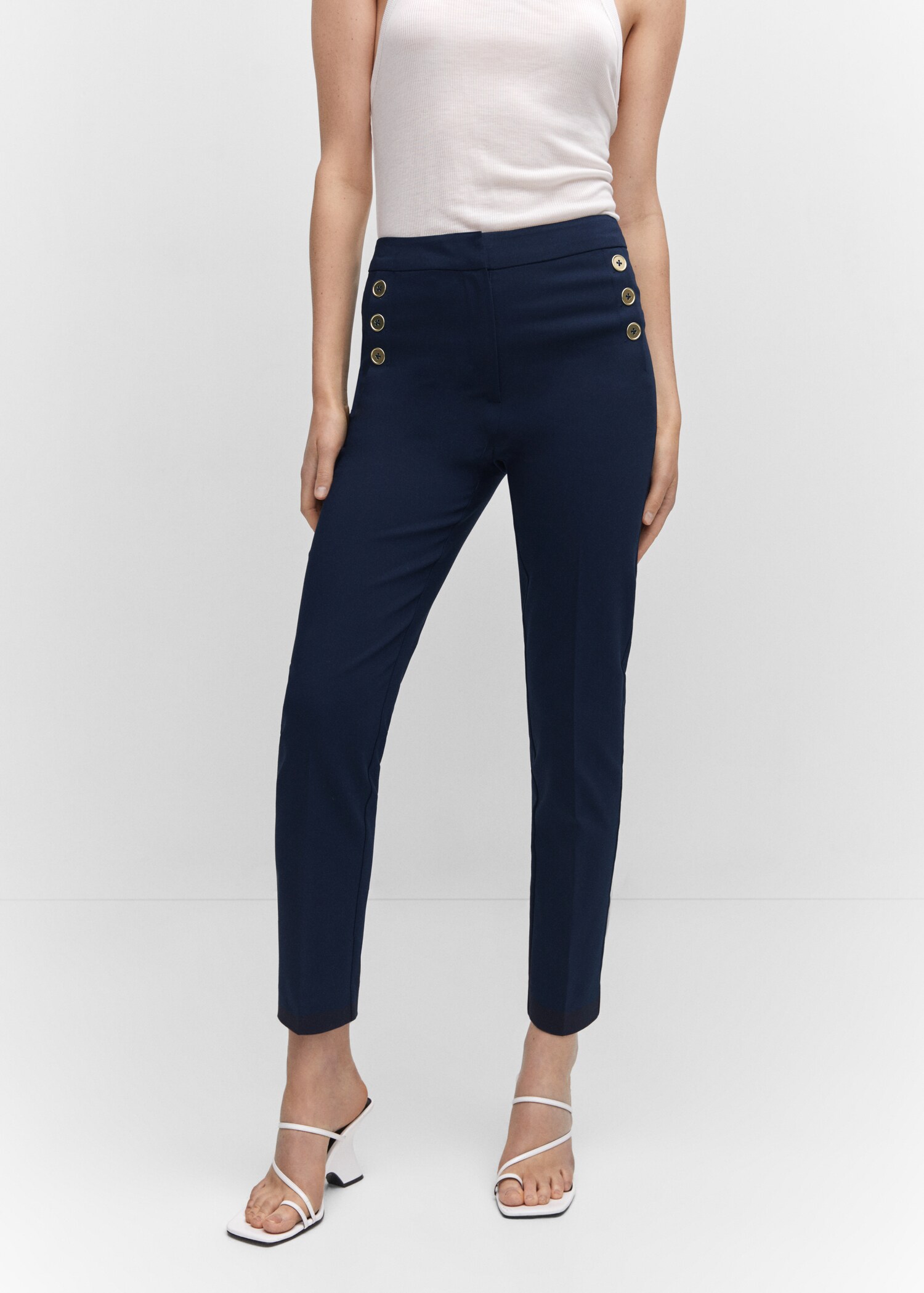 Pantalon crop boutonné - Plan moyen