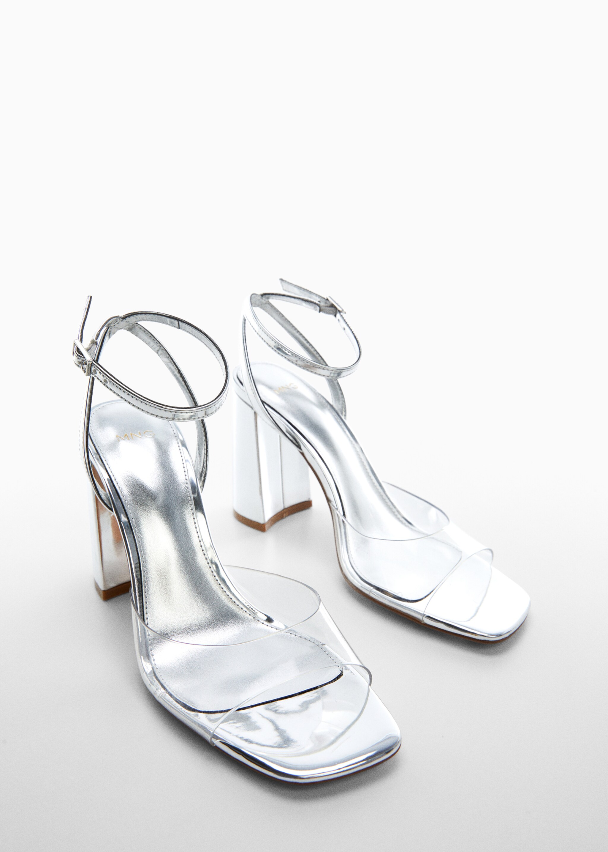 Metallic sandals with vinyl panel  - Medium plane, Silver. Ref: 47015147-00.