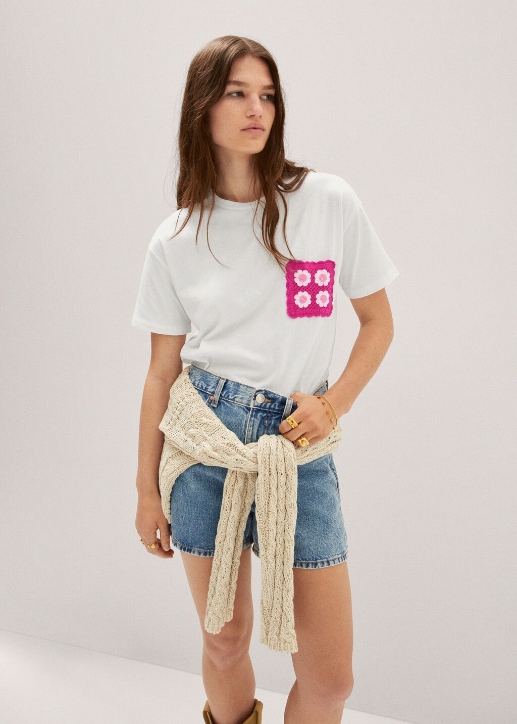 Crochet-detail cotton top