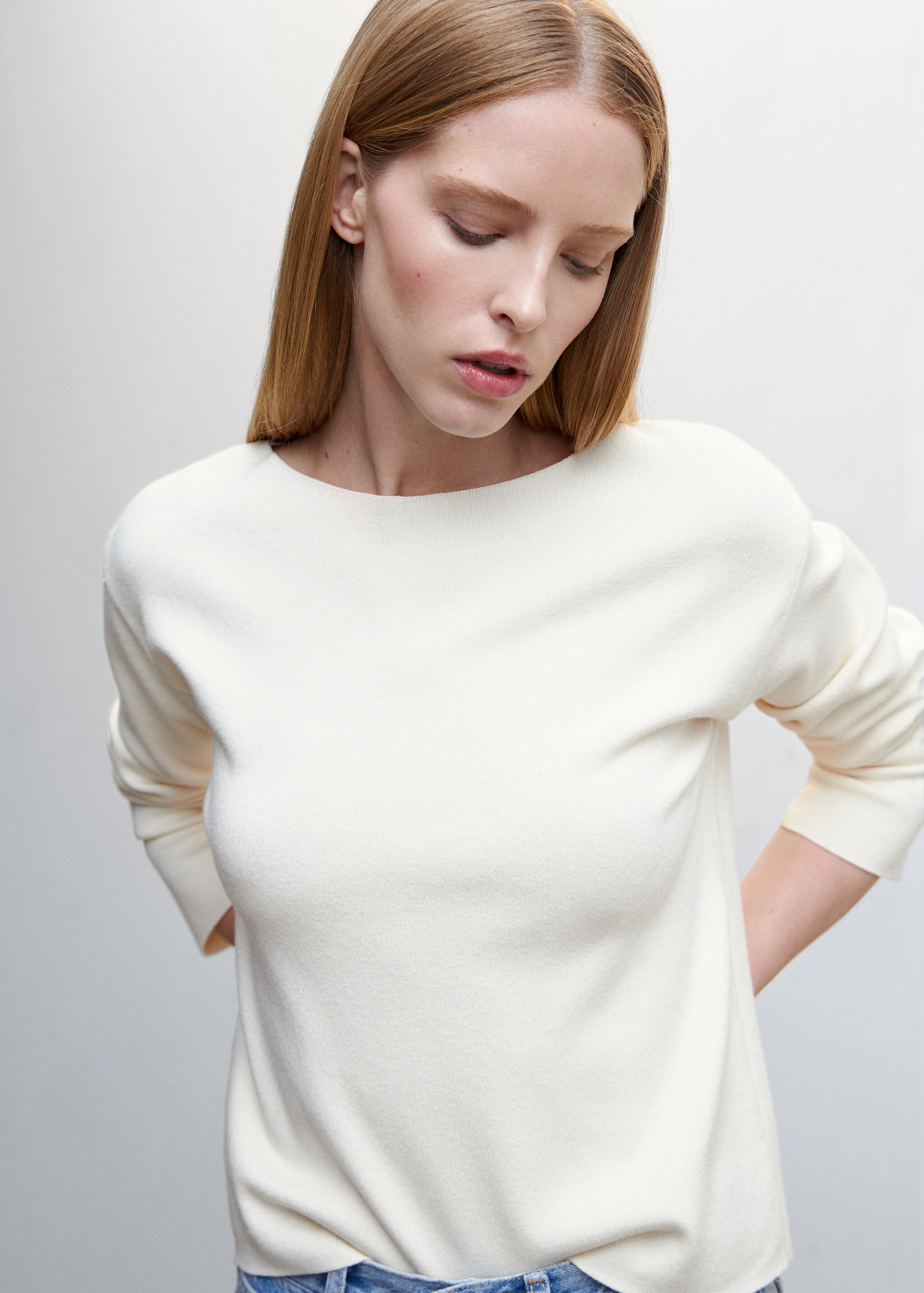 Fine-knit boat-neck sweater - Details of the article 1