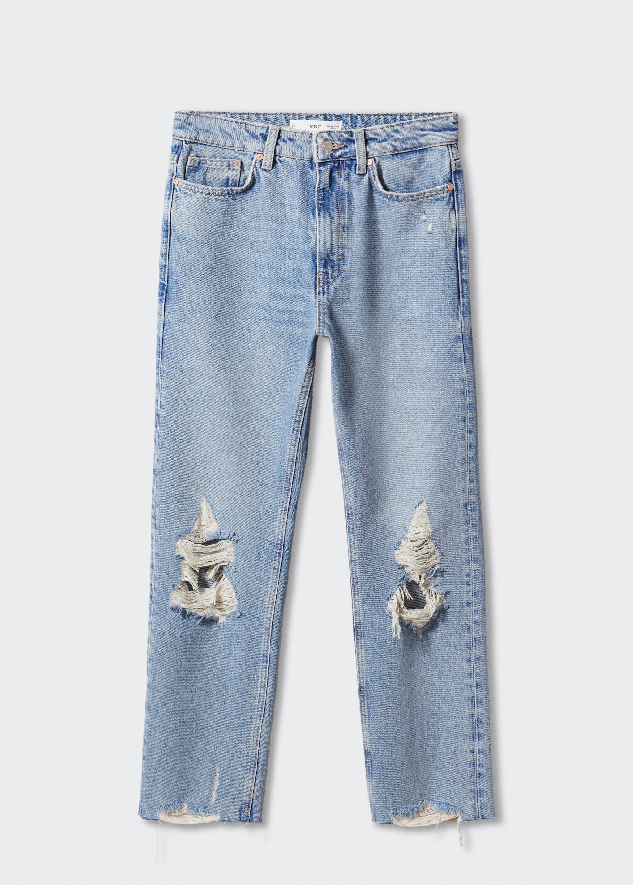 Gerade Jeans mit hohem Bund und Zierrissen - Artikel ohne Model