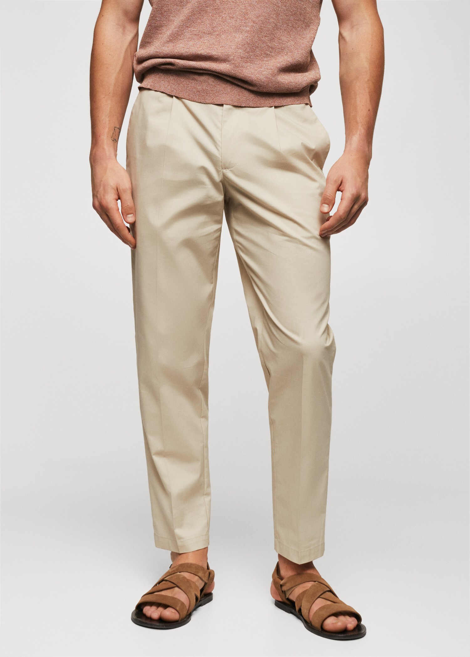 Cotton pleated pants - Medium plane