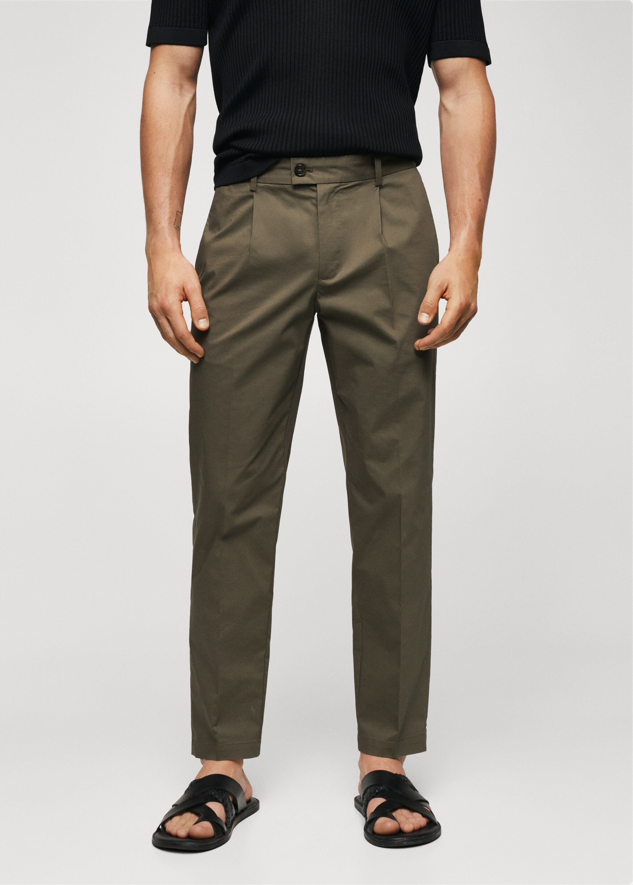 Cotton pleated trousers - Medium plane
